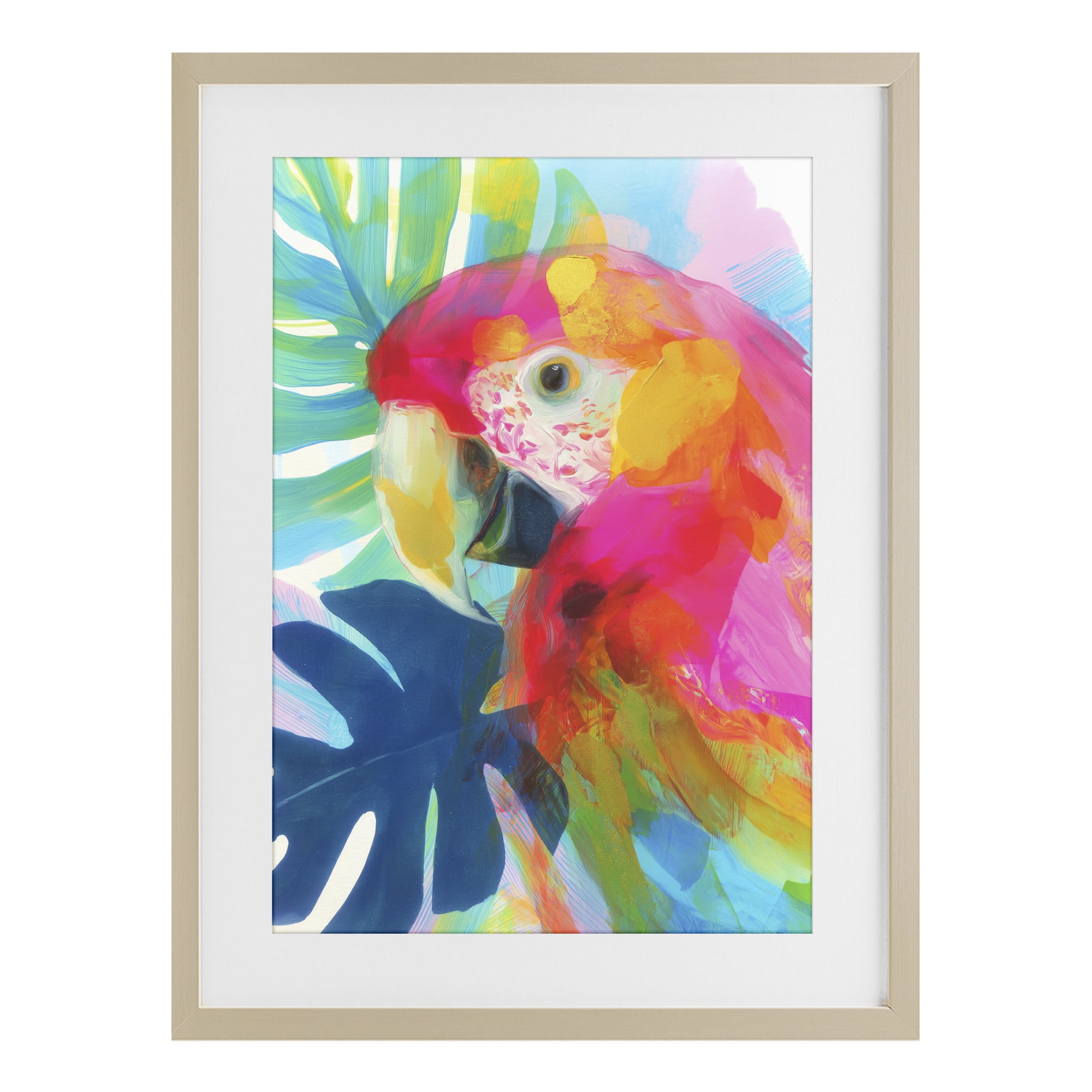 Stupell Industries Scarlet Macaw in Paradise Birch Framed Print Under Glass, design by Chromatic Storm Studio