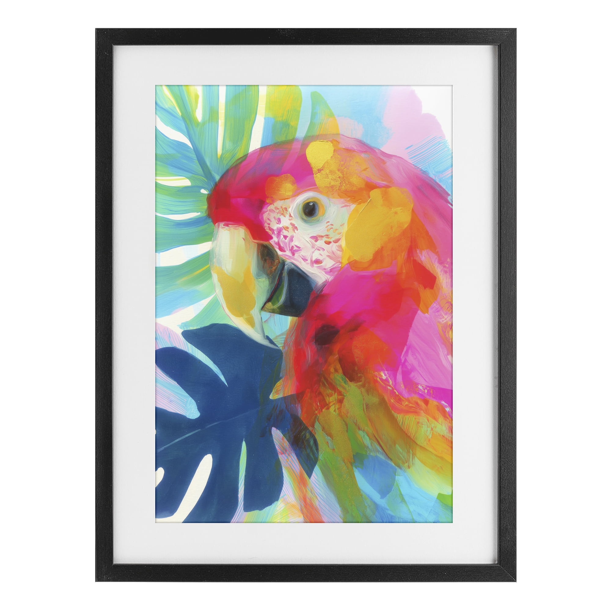 Stupell Industries Scarlet Macaw in Paradise Black Framed Print Under Glass, design by Chromatic Storm Studio