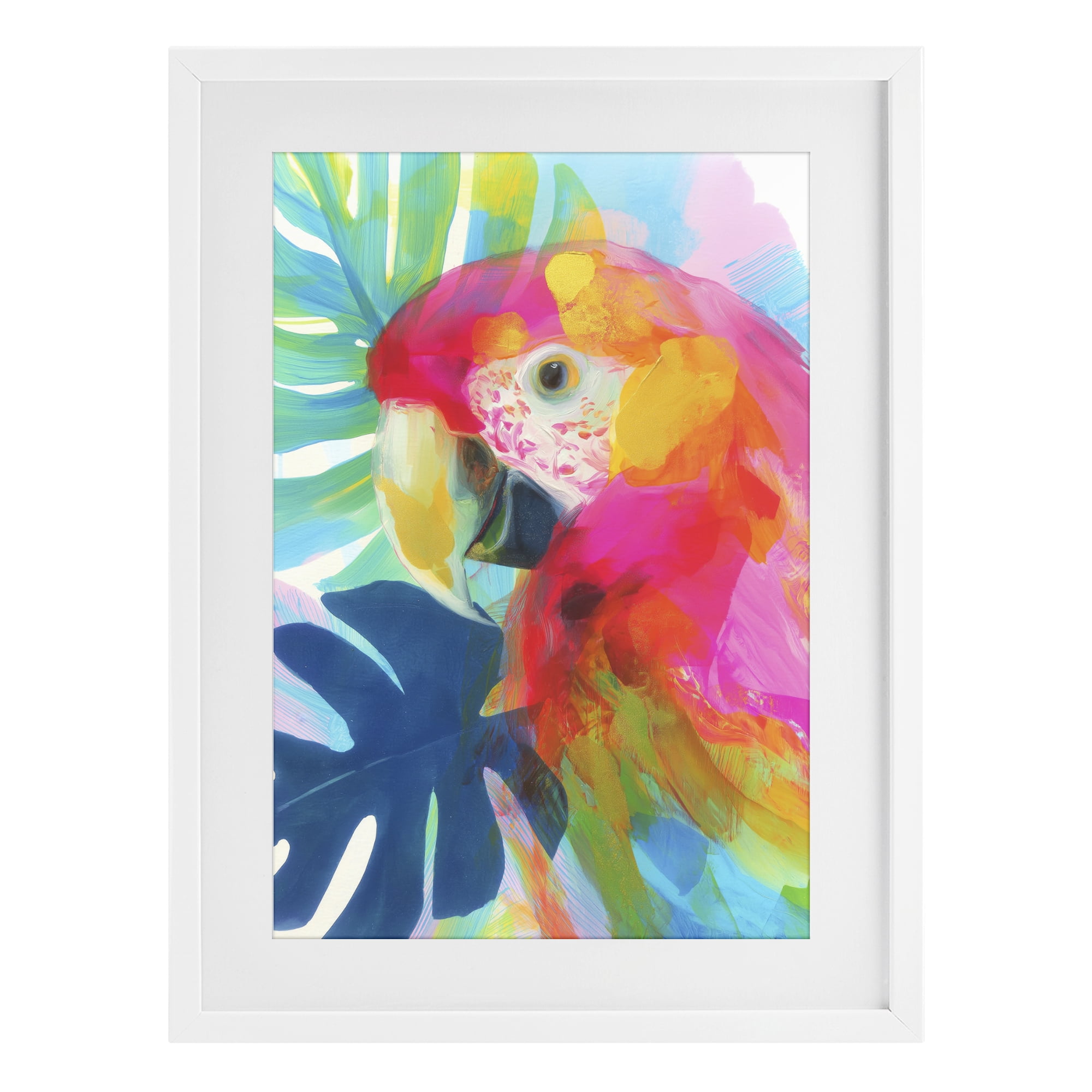 Stupell Industries Scarlet Macaw in Paradise White Framed Print Under Glass, design by Chromatic Storm Studio
