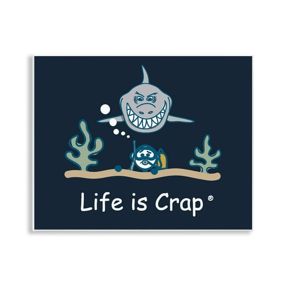 Stupell Industries Scary Scuba Shark Novelty & Humor Painting Unframed Art Print Wall Art, 14 x 11