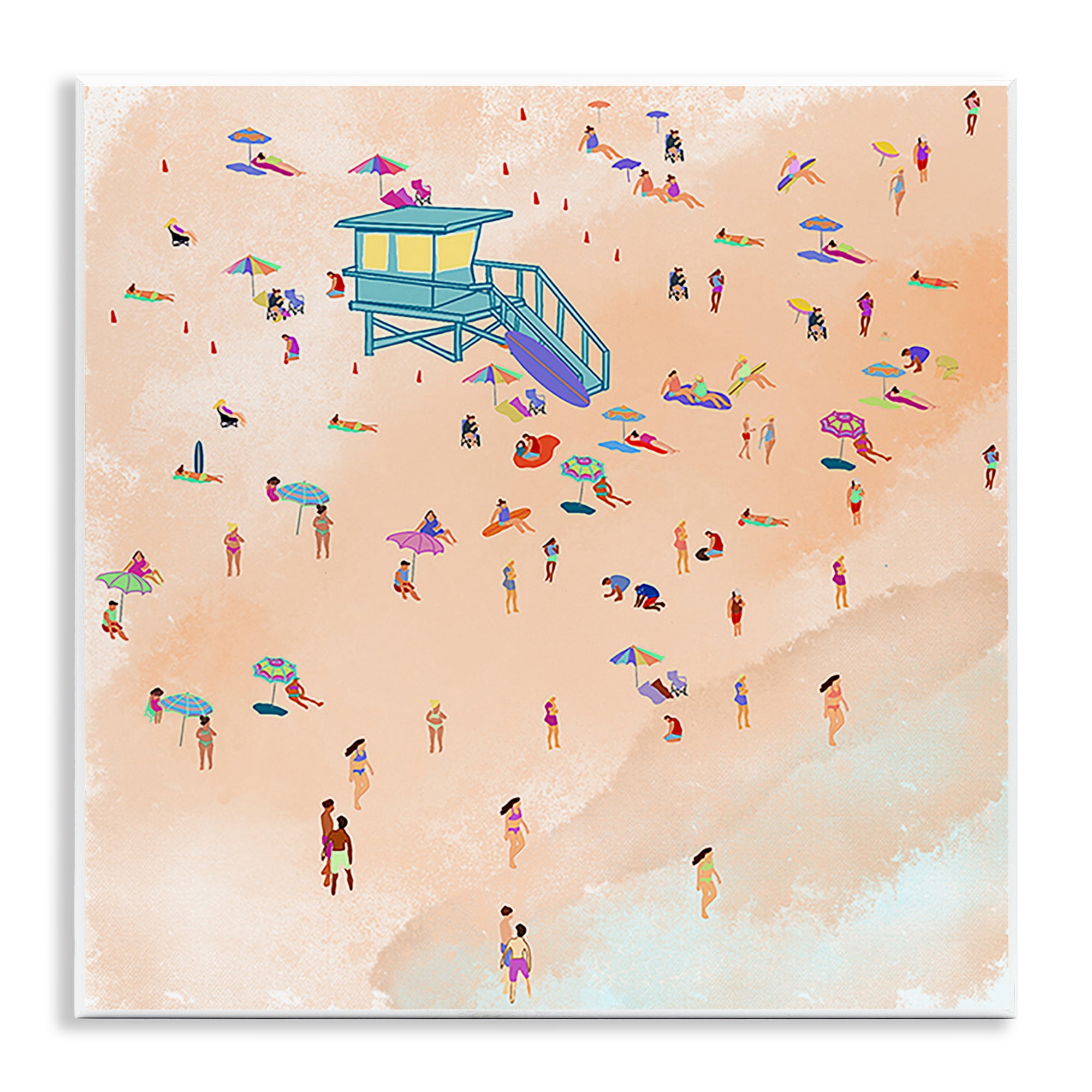 Stupell Industries Scatted Summer Beachgoers People Painting Unframed Art Print Wall Art, 12 x 12