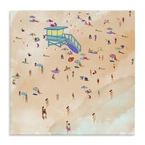 Stupell Industries Scatted Summer Beachgoers People Painting Wrapped Canvas Art Print Wall Art, 17 x 17
