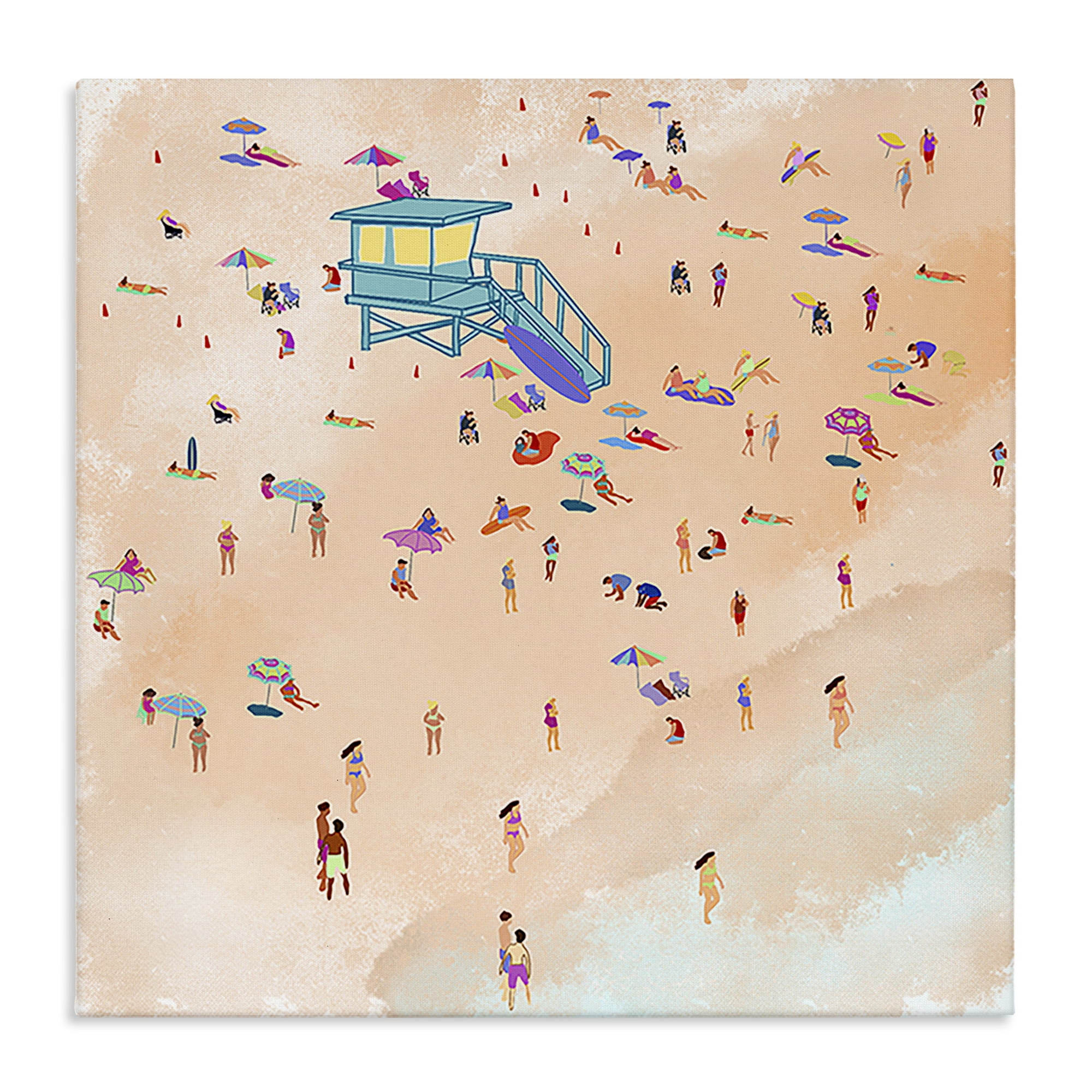 Stupell Industries Scatted Summer Beachgoers People Painting Wrapped Canvas Art Print Wall Art, 24 x 24