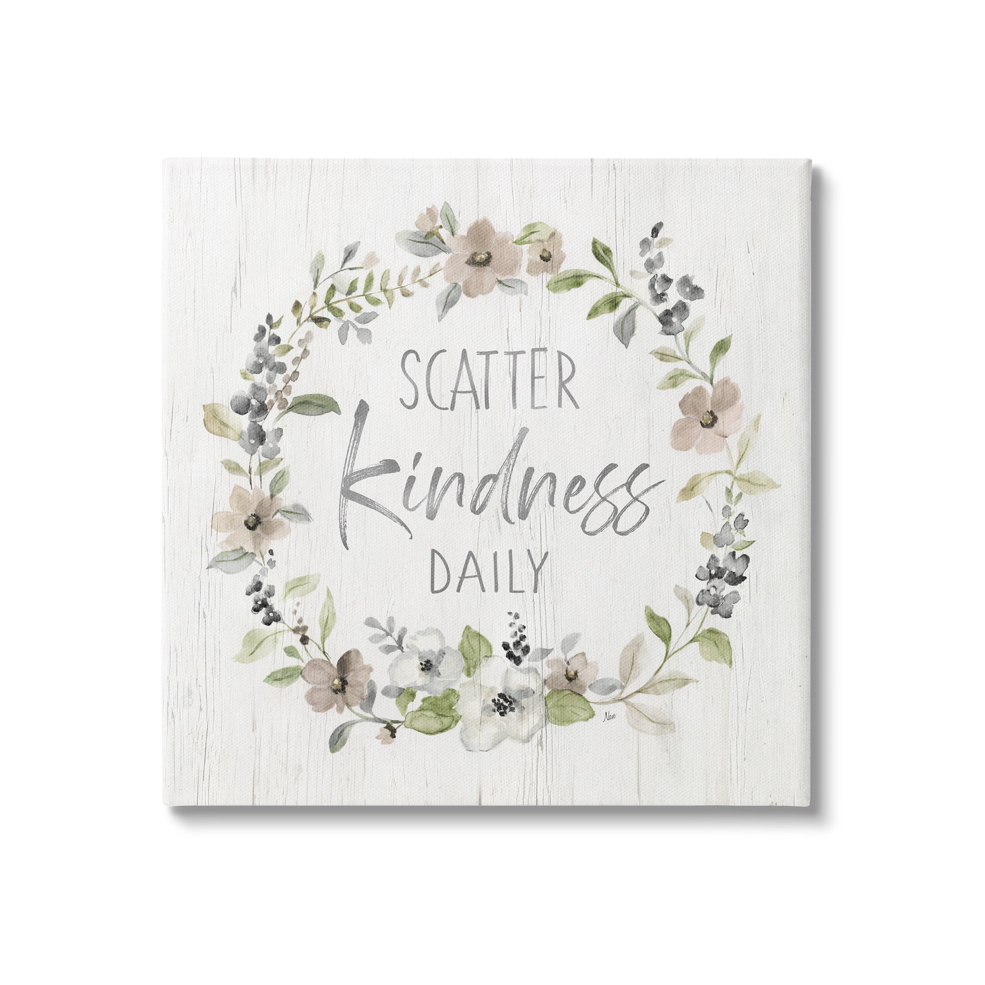 Stupell Industries Scatter Kindness Daily Blooming Shabby Chic Wreath Graphic Art Gallery Wrapped Canvas Print Wall Art, Design by Nan