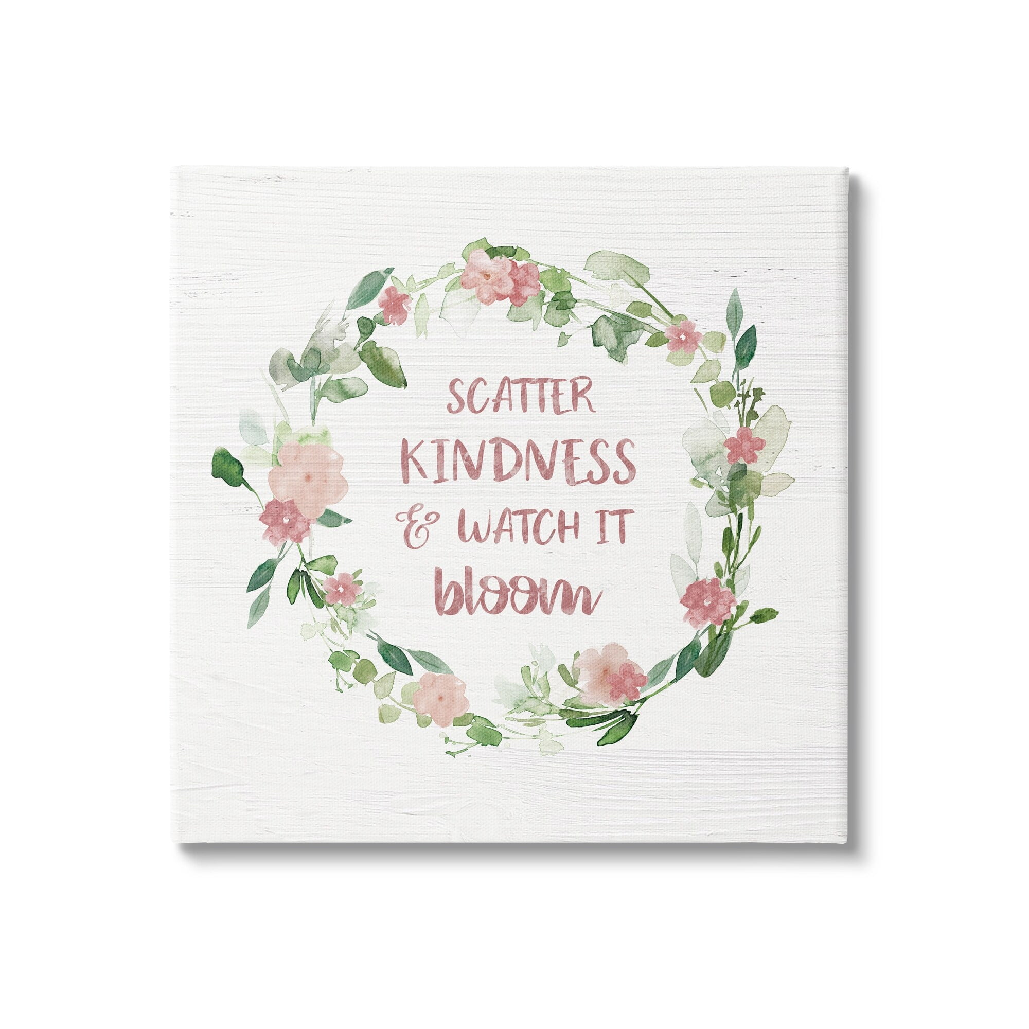 Stupell Industries Scatter Kindness Watch Bloom Motivational Spring Phrase Roses Graphic Art Gallery-Wrapped Canvas Print Wall Art, 17x17, by Carol Robinson