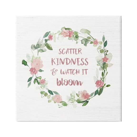 Stupell Industries Scatter Kindness Watch Bloom Motivational Spring Phrase Roses Graphic Art Gallery-Wrapped Canvas Print Wall Art, 36x36, by Carol Robinson