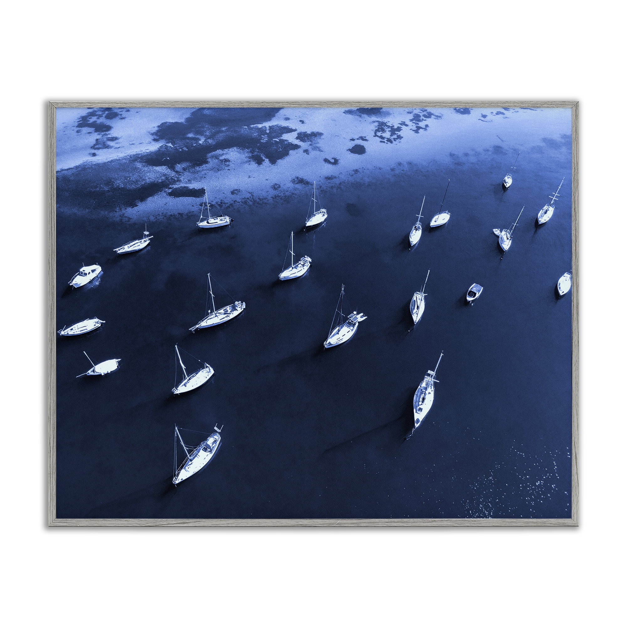 Stupell Industries Scattered Boats on Sea Transportation Photography Gray Framed Art Print Wall Art, 20 x 16