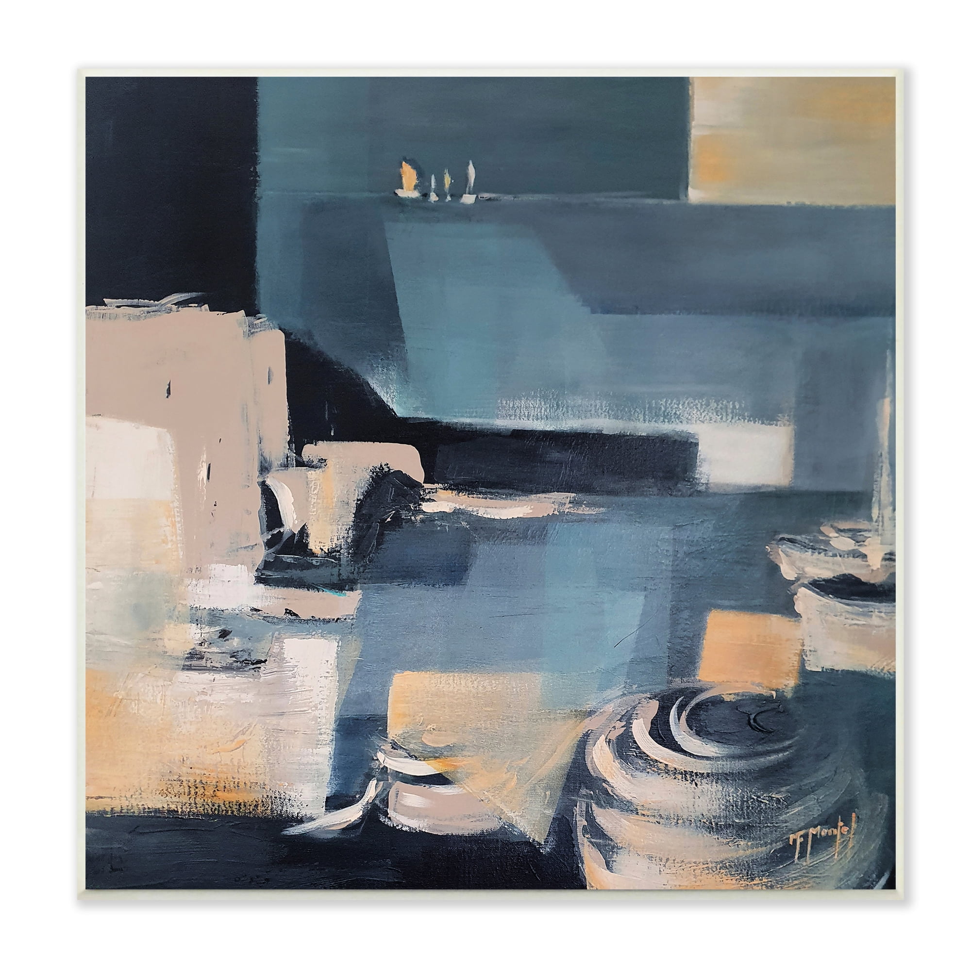 Stupell Industries Scattered Coastal Abstraction Fluid Wave Geometric Shapes, 12 x 12, Designed by Fanou Montel