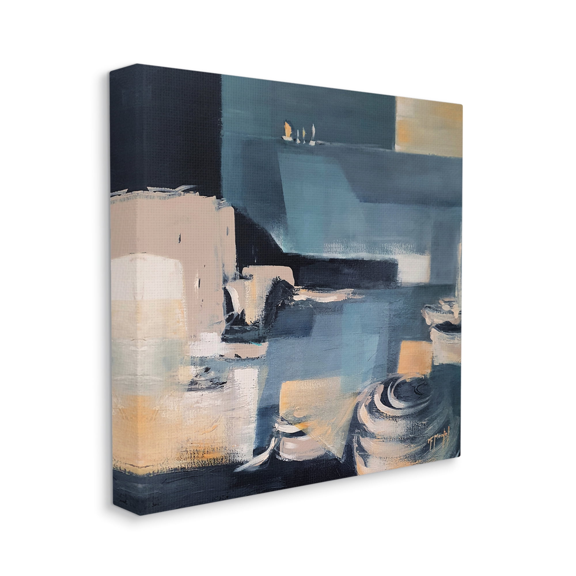 Stupell Industries Scattered Coastal Abstraction Fluid Wave Geometric Shapes Modern Painting Gallery-Wrapped Canvas Print Wall Art, 24 x 24, Design by Fanou Montel