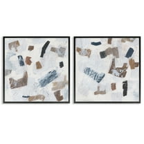 Stupell Industries Scattered Neutral Shapes Abstract Painting Black Framed Art Print Wall Art, 12 x 12, Set of 2