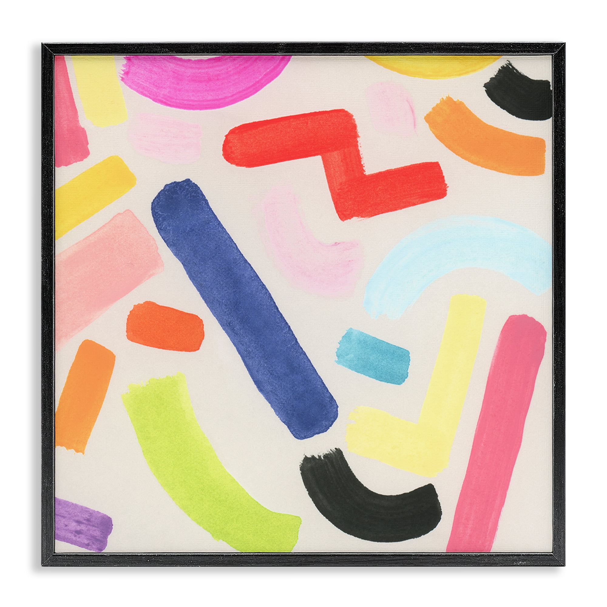 Stupell Industries Scattered Retro Shapes Abstract Painting Black Framed Art Print Wall Art, 17 x 17