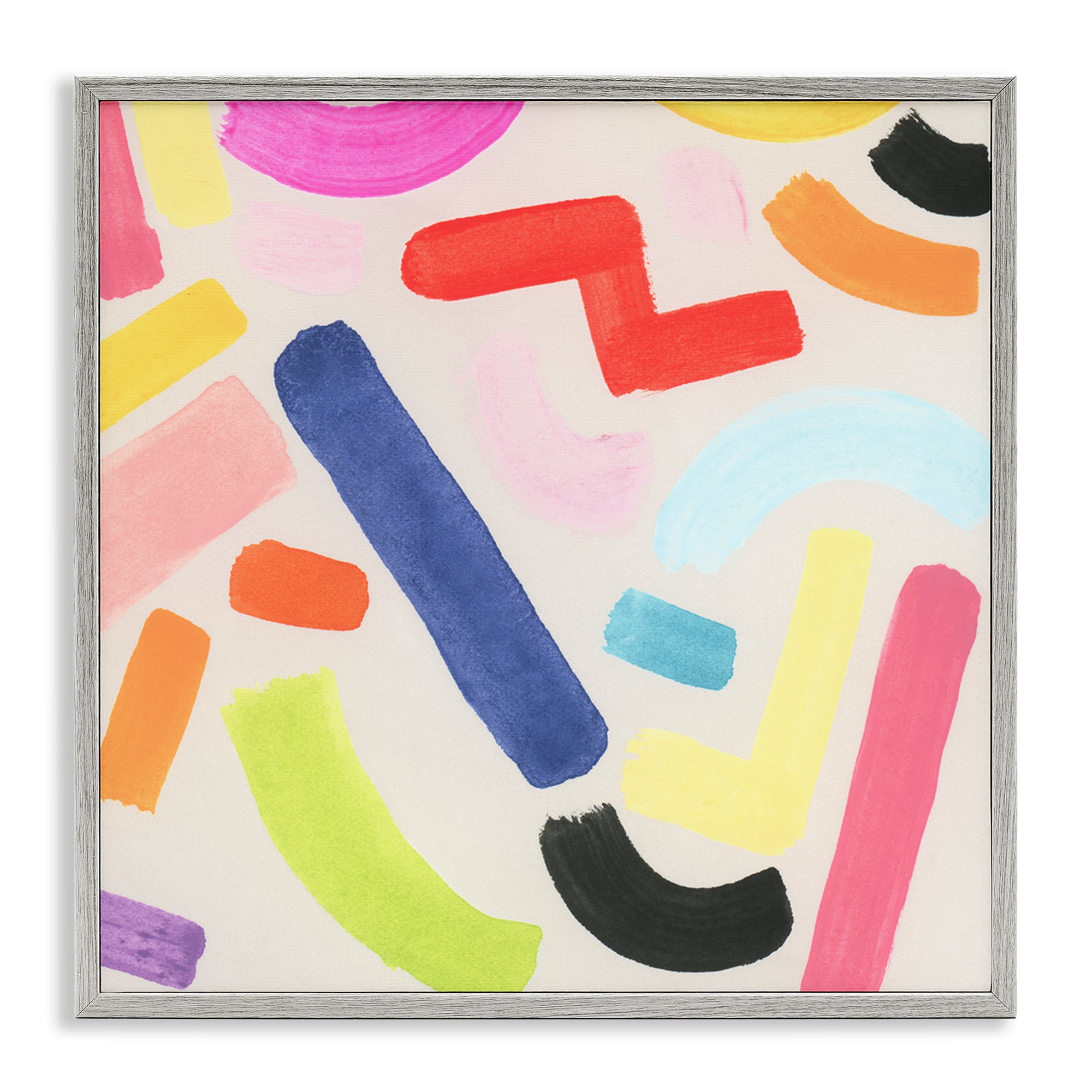 Stupell Industries Scattered Retro Shapes Abstract Painting Gray Framed Art Print Wall Art, 12 x 12