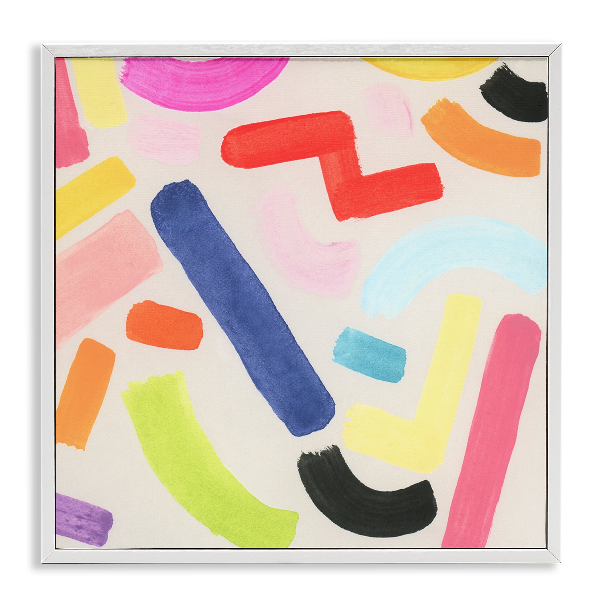 Stupell Industries Scattered Retro Shapes Abstract Painting White Framed Art Print Wall Art, 24 x 24