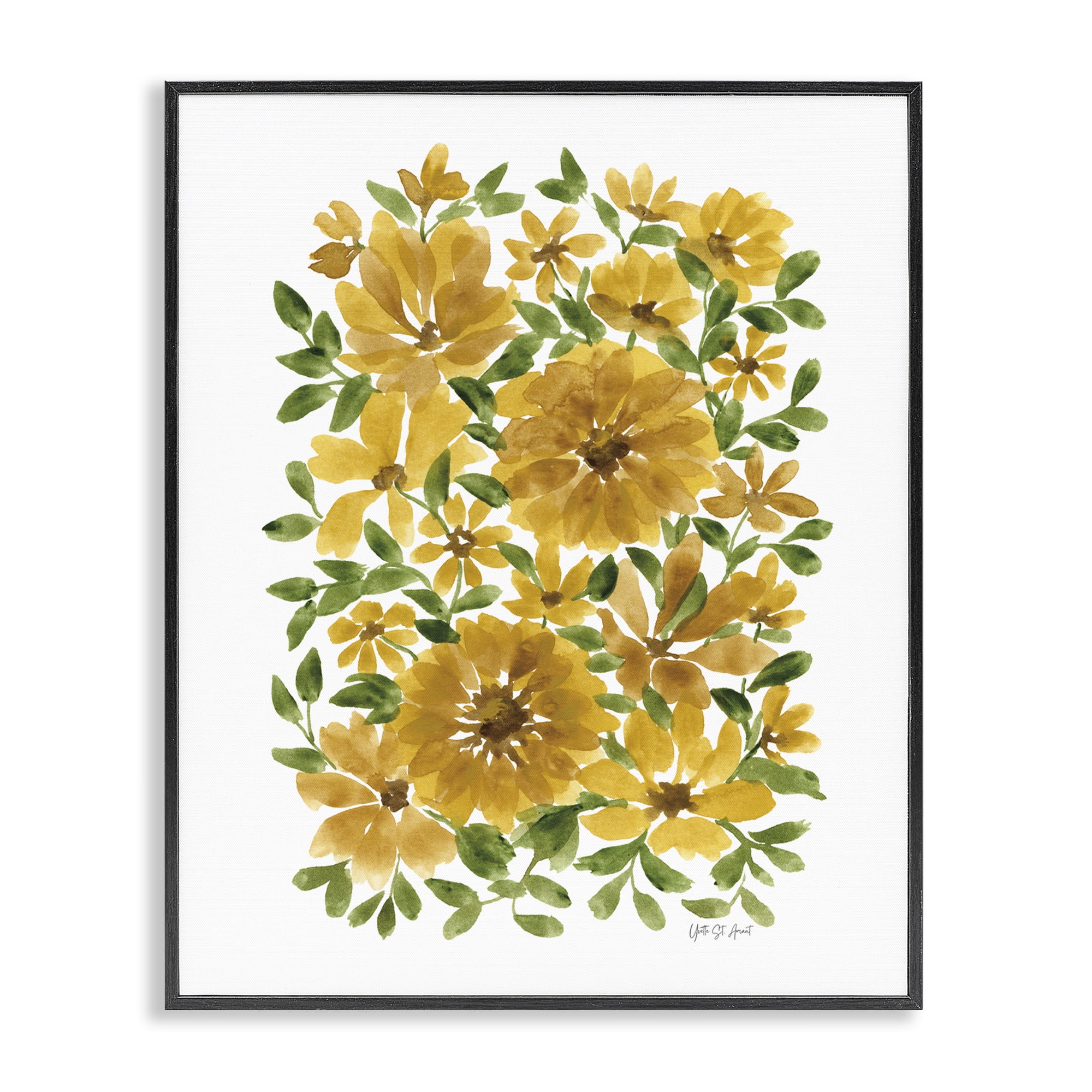 Stupell Industries Scattered Sunflower Blooms Plants & Flowers Painting Black Framed Art Print Wall Art, 11 x 14