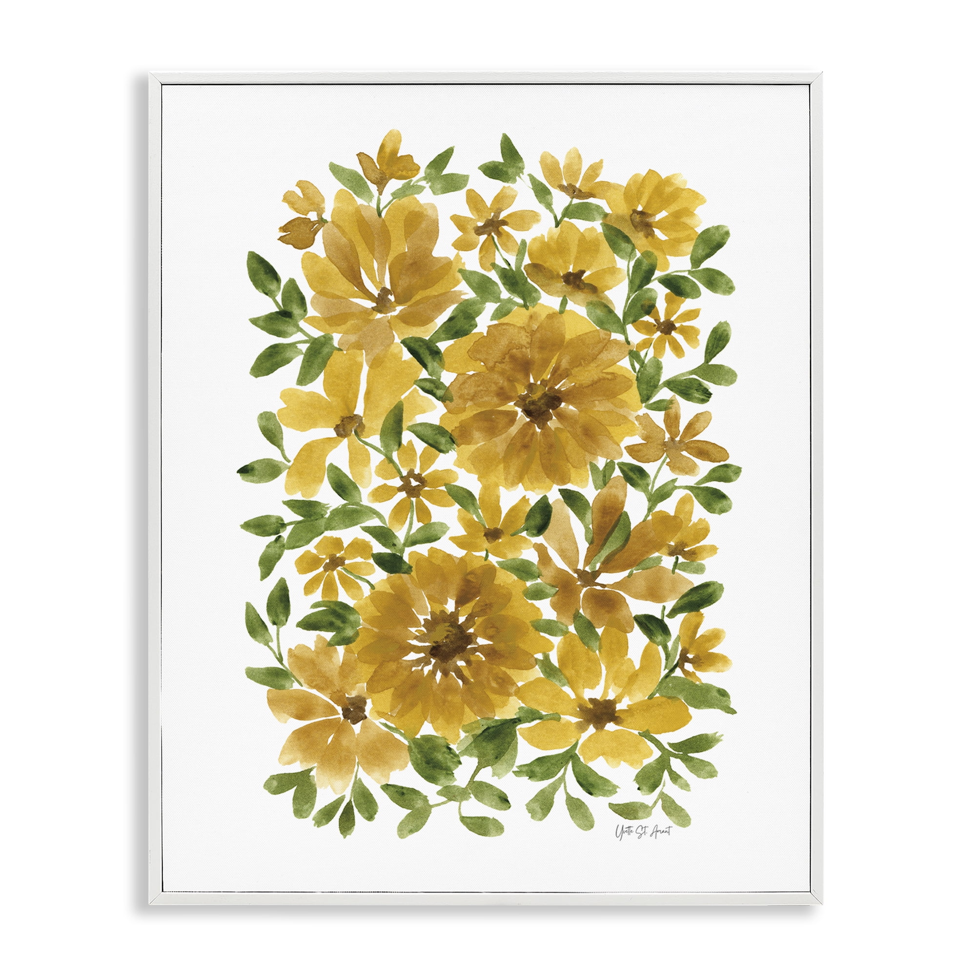 Stupell Industries Scattered Sunflower Blooms Plants & Flowers Painting White Framed Art Print Wall Art, 16 x 20