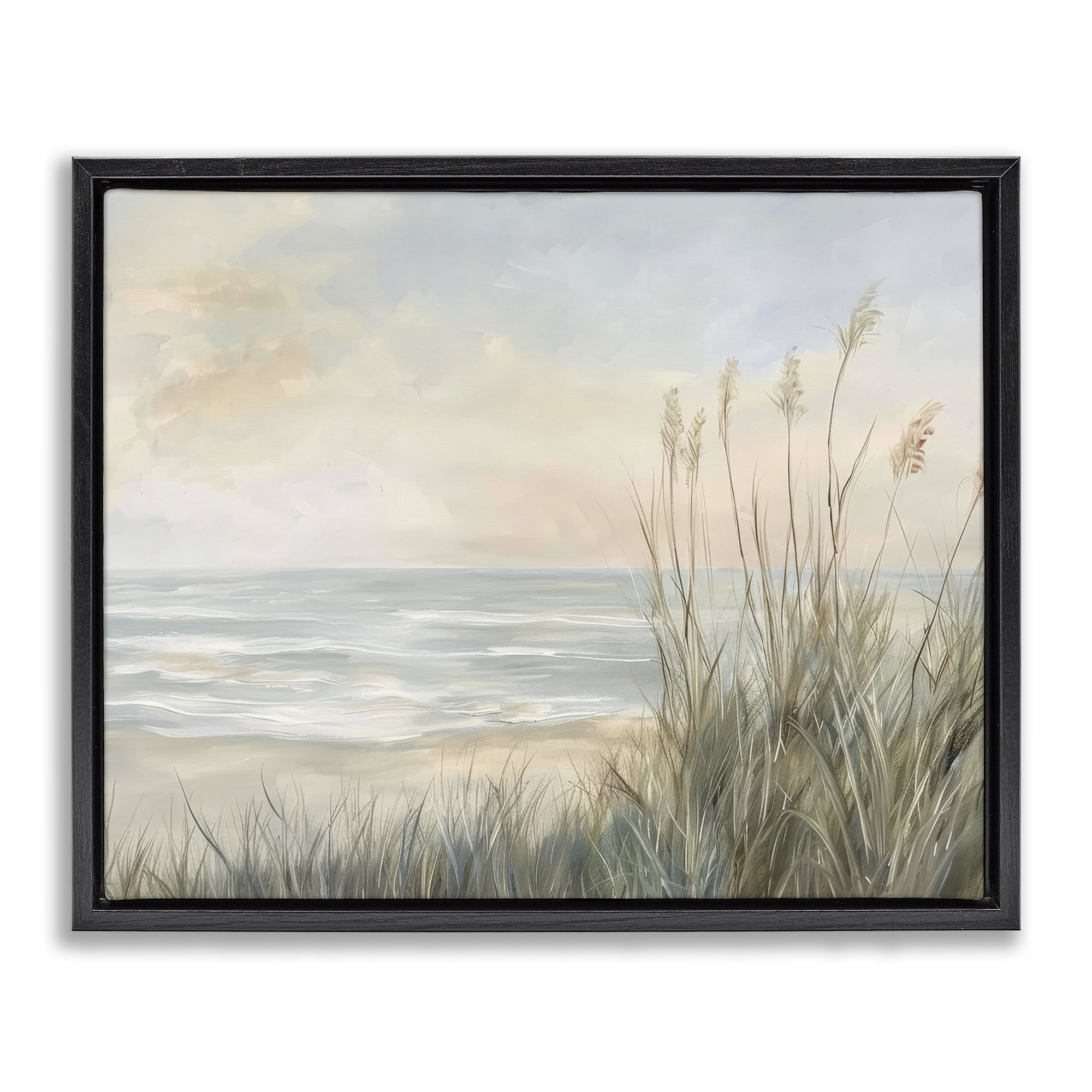 Stupell Industries Scenic Beach Dunes at Dawn Black Framed Floater Canvas Wall Art, design by Petal Prints Design