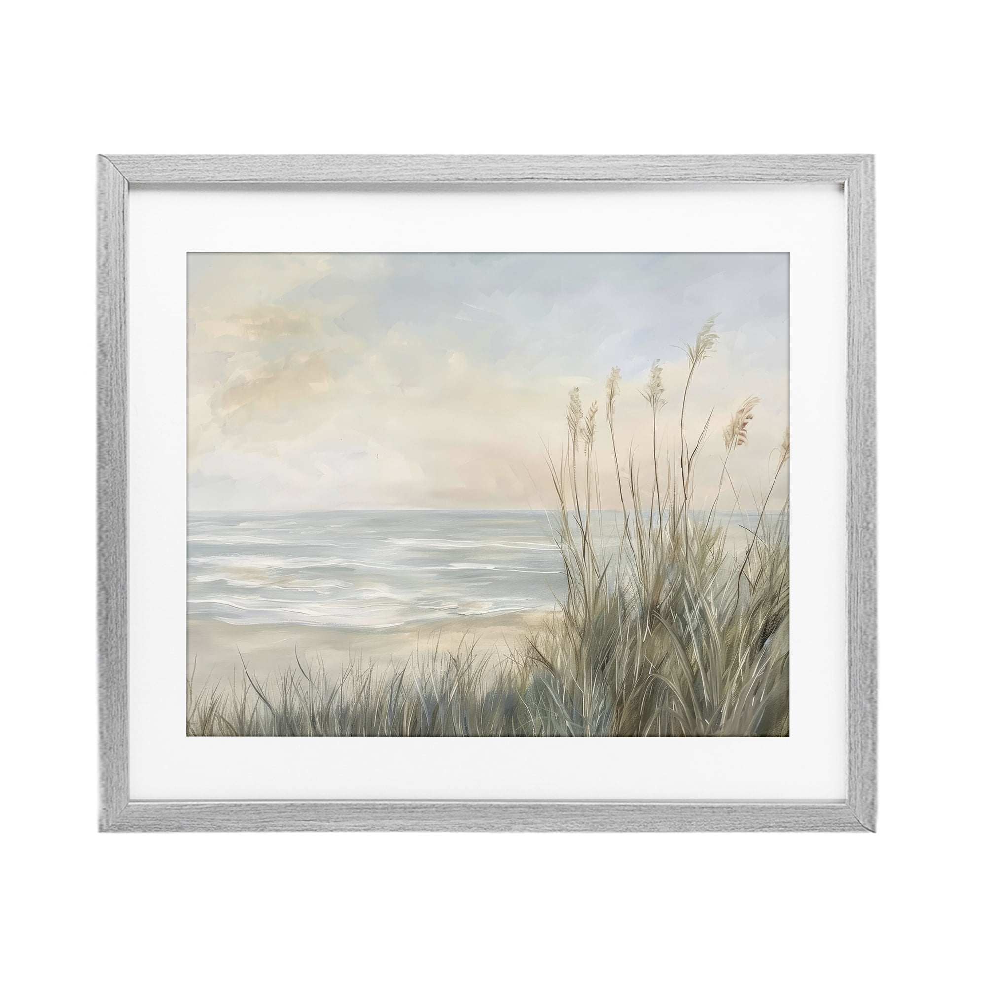 Stupell Industries Scenic Beach Dunes at Dawn Gray Framed Print Under Glass, design by Petal Prints Design