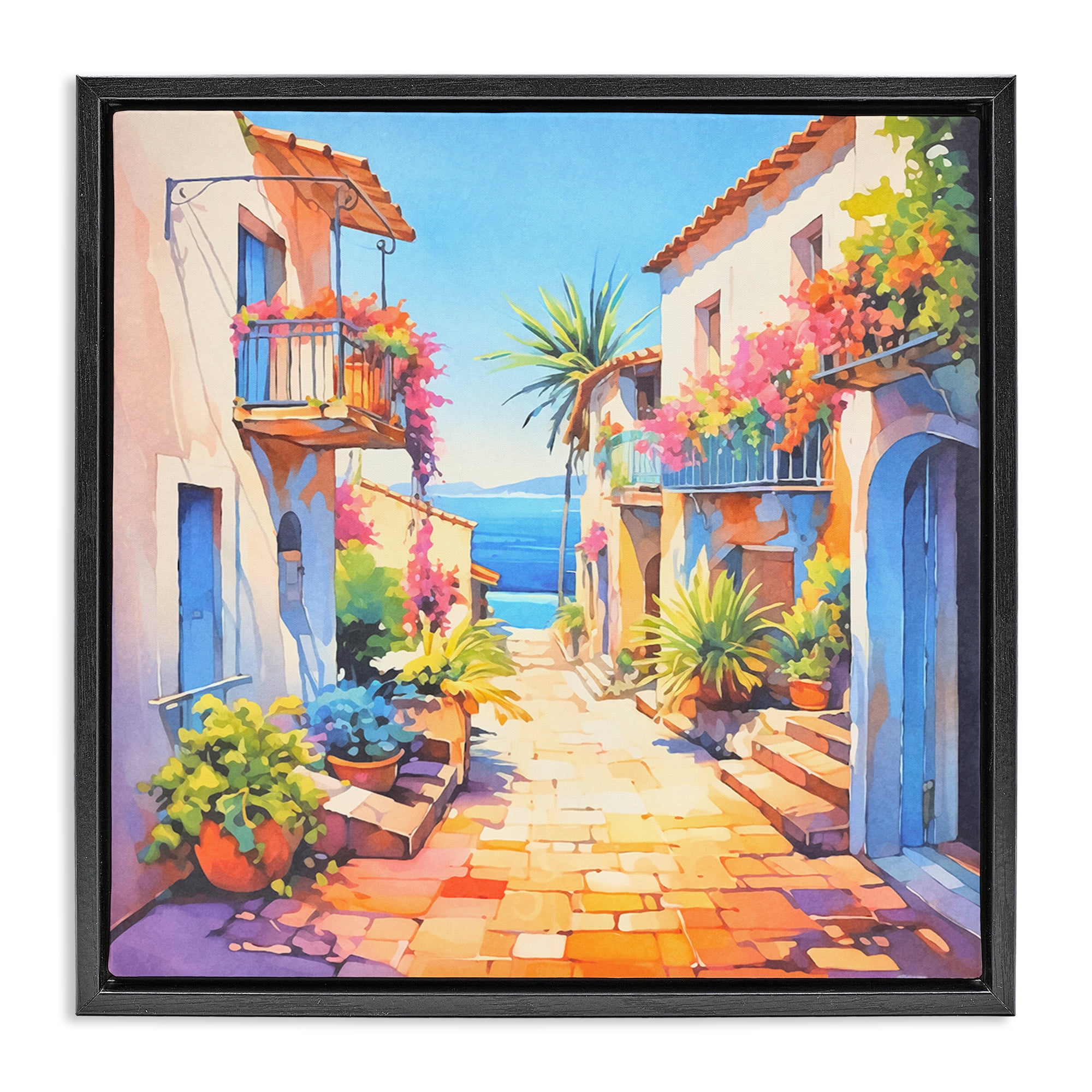 Stupell Industries Scenic Bella Vista Scenic & Cityscapes Painting Black Floater Framed Canvas Art Print Wall Art, 25 x 25