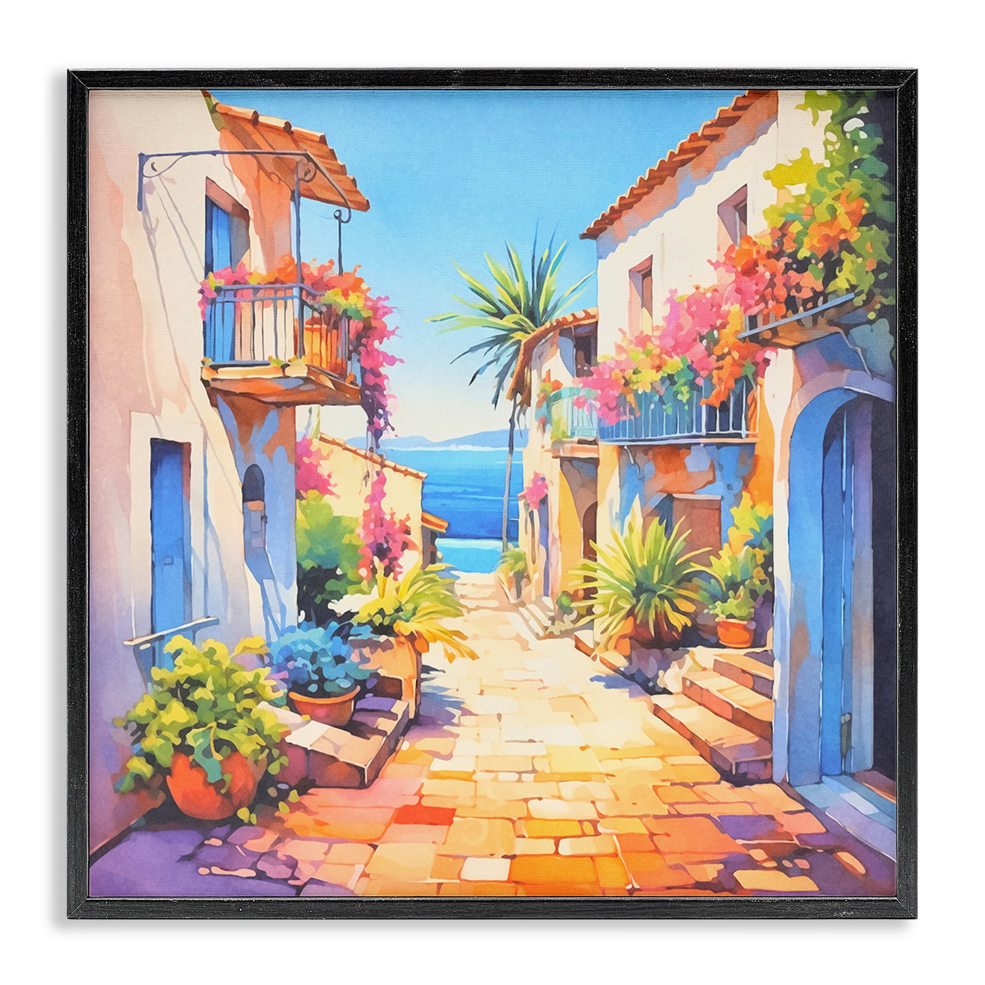 Stupell Industries Scenic Bella Vista Scenic & Cityscapes Painting Black Framed Art Print Wall Art, 12 x 12