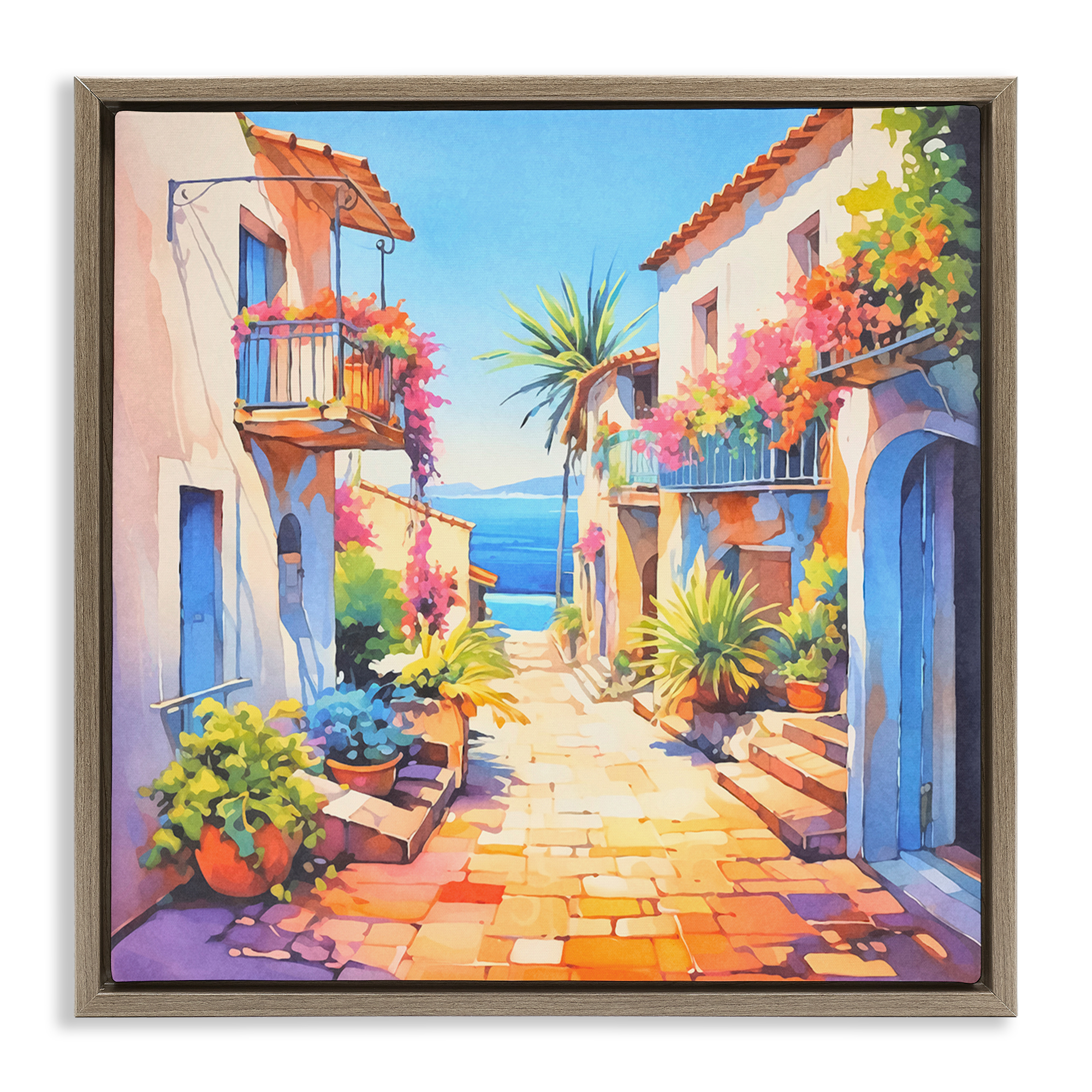 Stupell Industries Scenic Bella Vista Scenic & Cityscapes Painting Brown Floater Framed Canvas Art Print Wall Art, 25 x 25