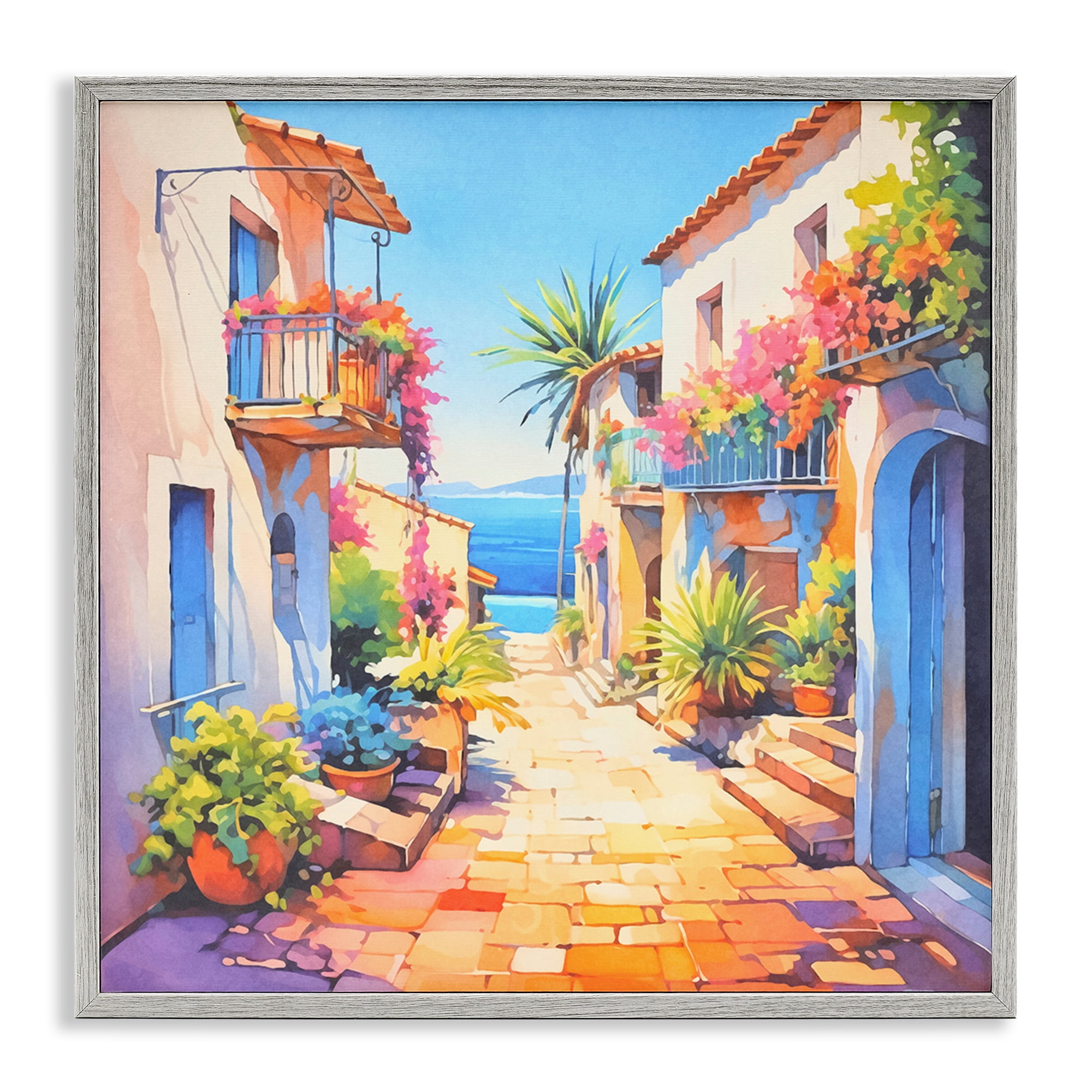 Stupell Industries Scenic Bella Vista Scenic & Cityscapes Painting Gray Framed Art Print Wall Art, 12 x 12