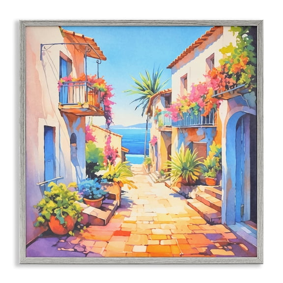 Stupell Industries Scenic Bella Vista Scenic & Cityscapes Painting Gray Framed Art Print Wall Art, 24 x 24