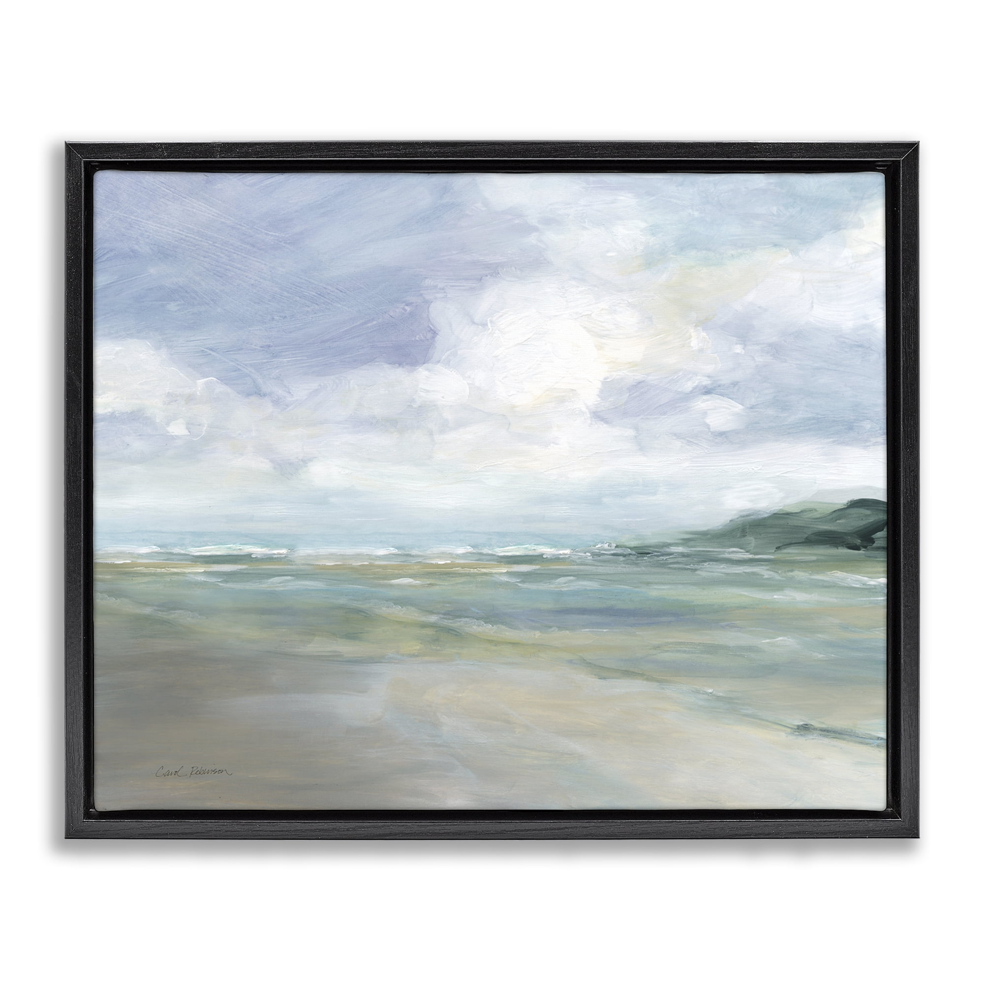 Stupell Industries Scenic Blue Landscape Landscape & Nature Painting Black Floater Framed Canvas Art Print Wall Art, 21 x 17