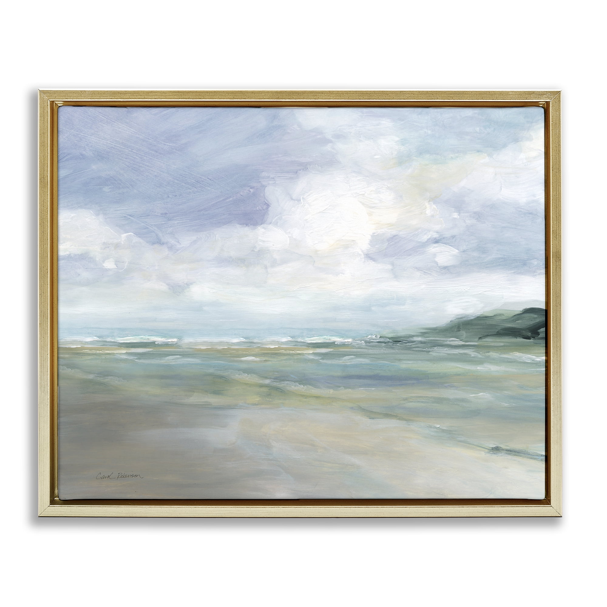 Stupell Industries Scenic Blue Landscape Landscape & Nature Painting Gold Floater Framed Canvas Art Print Wall Art, 31 x 25