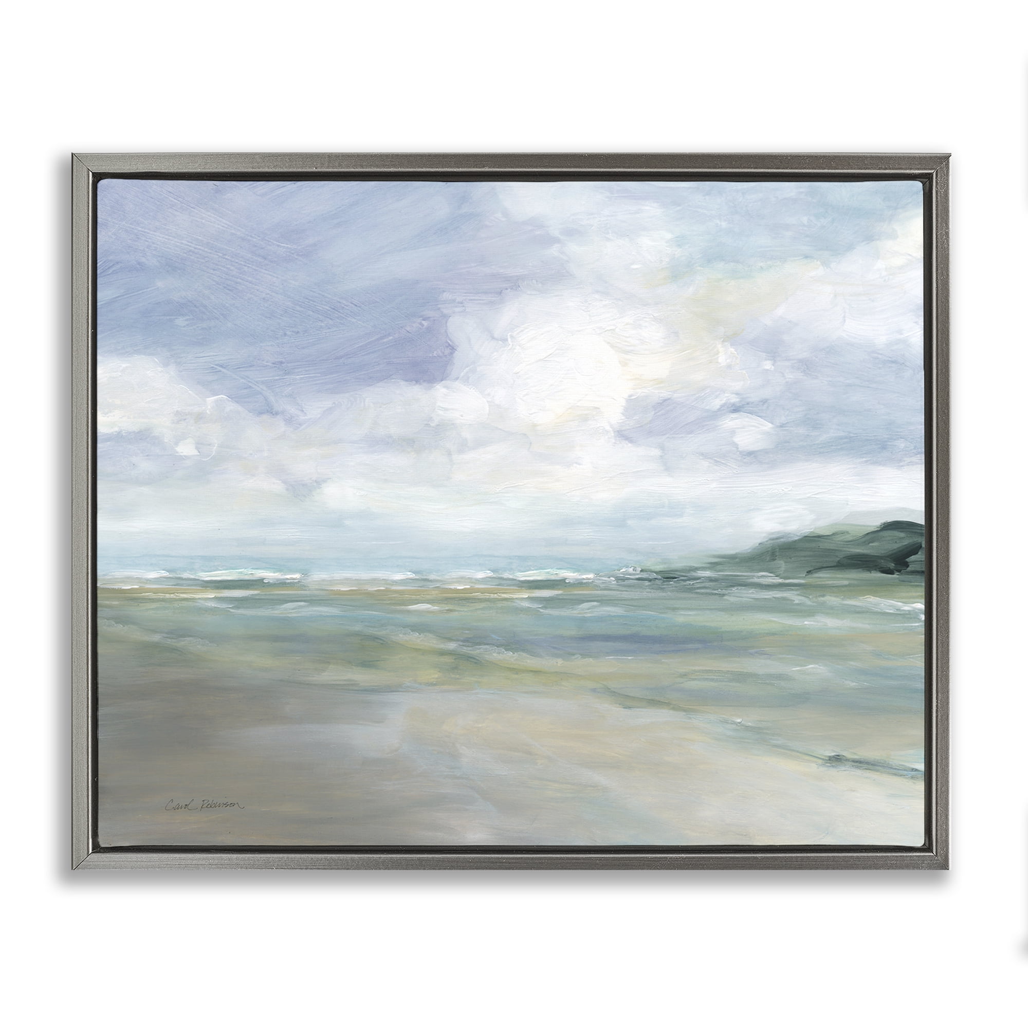 Stupell Industries Scenic Blue Landscape Landscape & Nature Painting Gray Floater Framed Canvas Art Print Wall Art, 31 x 25