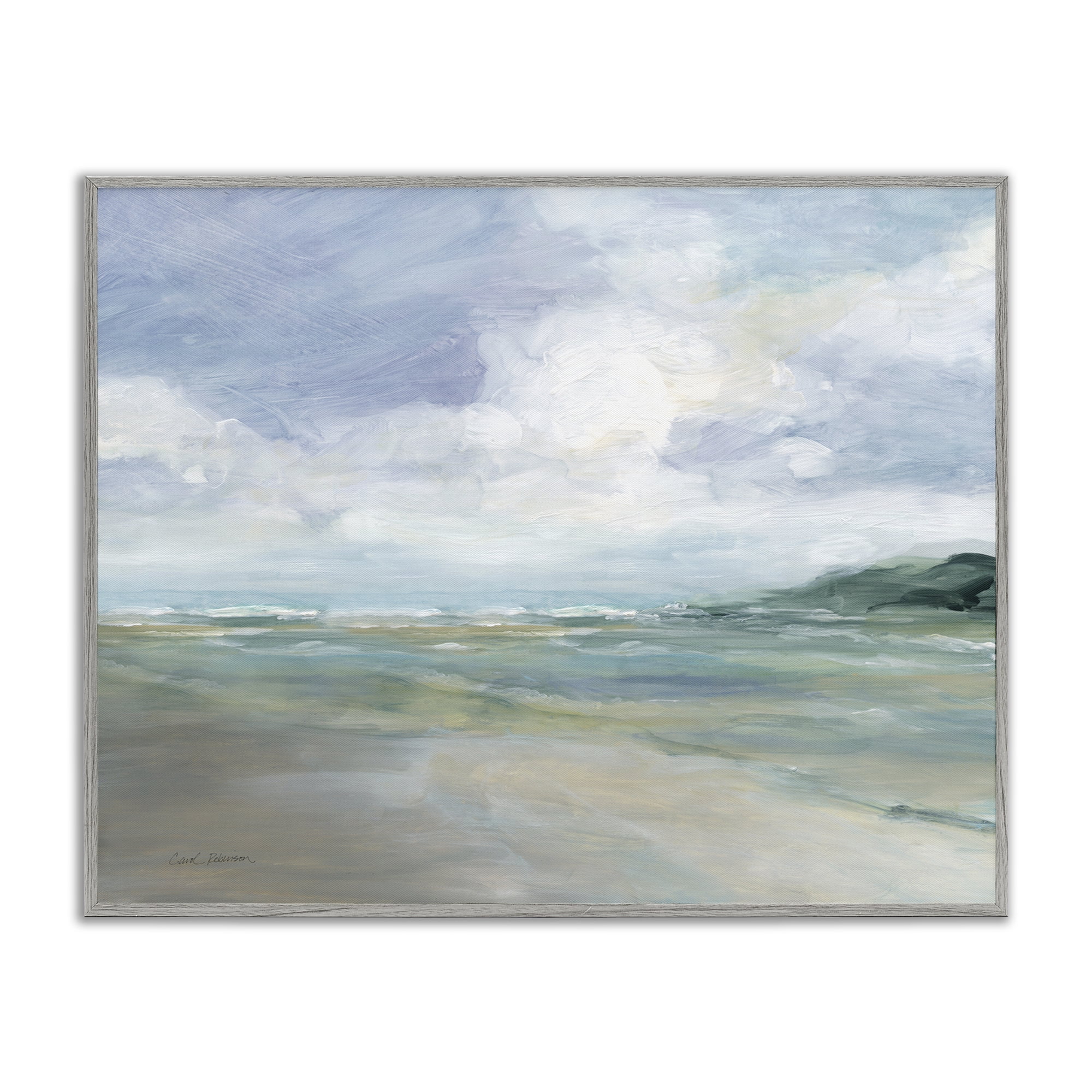 Stupell Industries Scenic Blue Landscape Landscape & Nature Painting Gray Framed Art Print Wall Art, 20 x 16