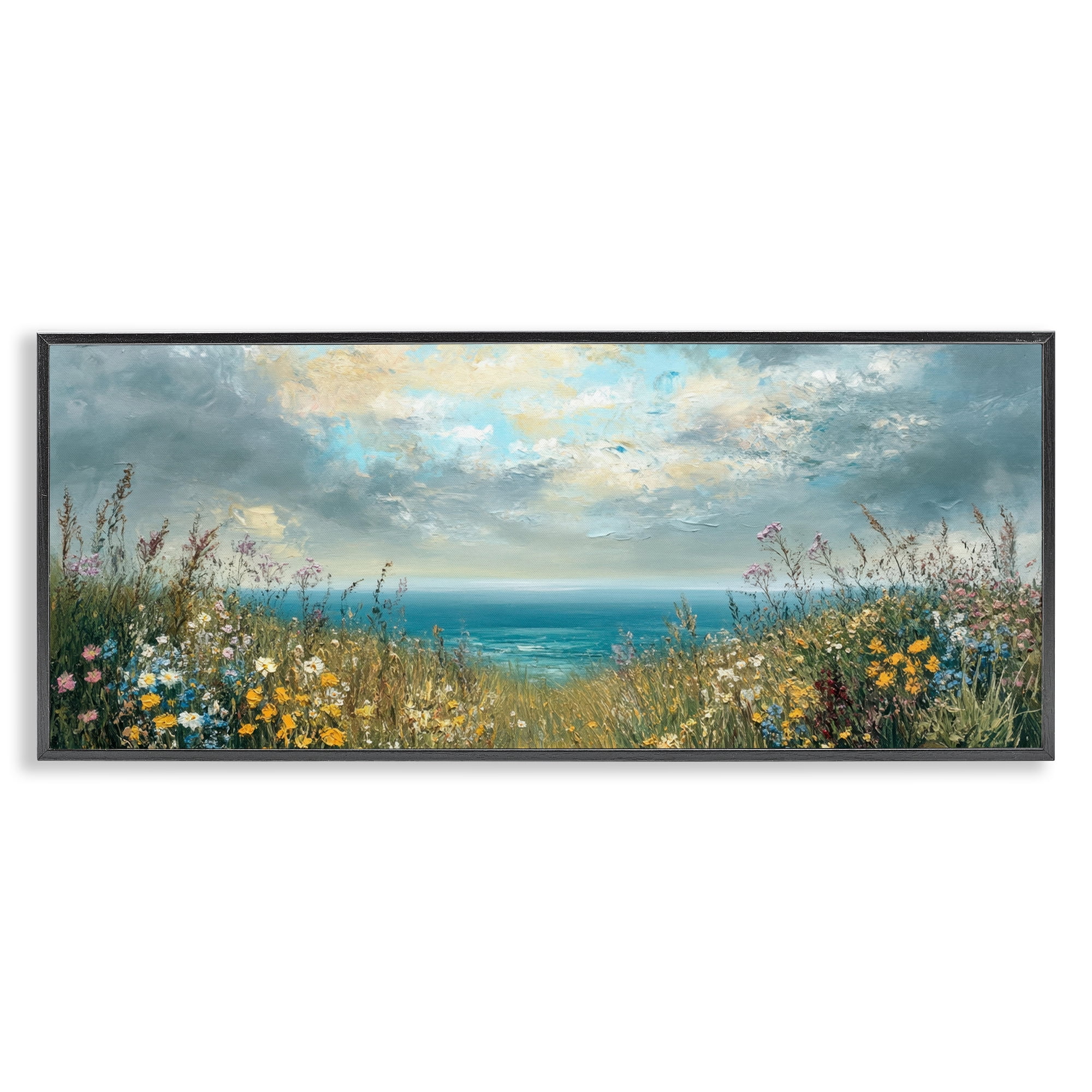 Stupell Industries Scenic Coastal Flowers In Bloom Black Framed Giclee Art, design by Petal Prints Design