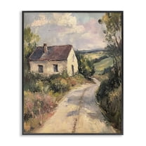 Stupell Industries Scenic Cottage Road Landscape & Nature Painting Black Framed Art Print Wall Art, 11 x 14