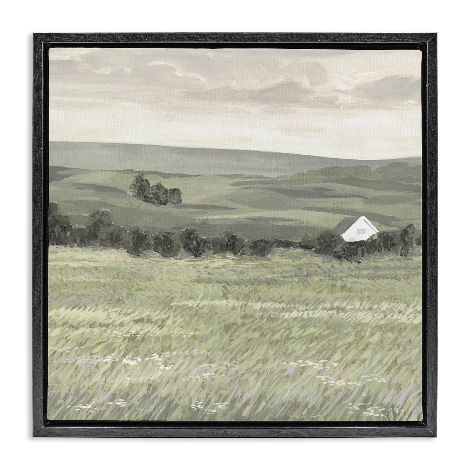 Stupell Industries Scenic Country Charm Landscape & Nature Painting Black Floater Framed Canvas Art Print Wall Art, 18 x 18