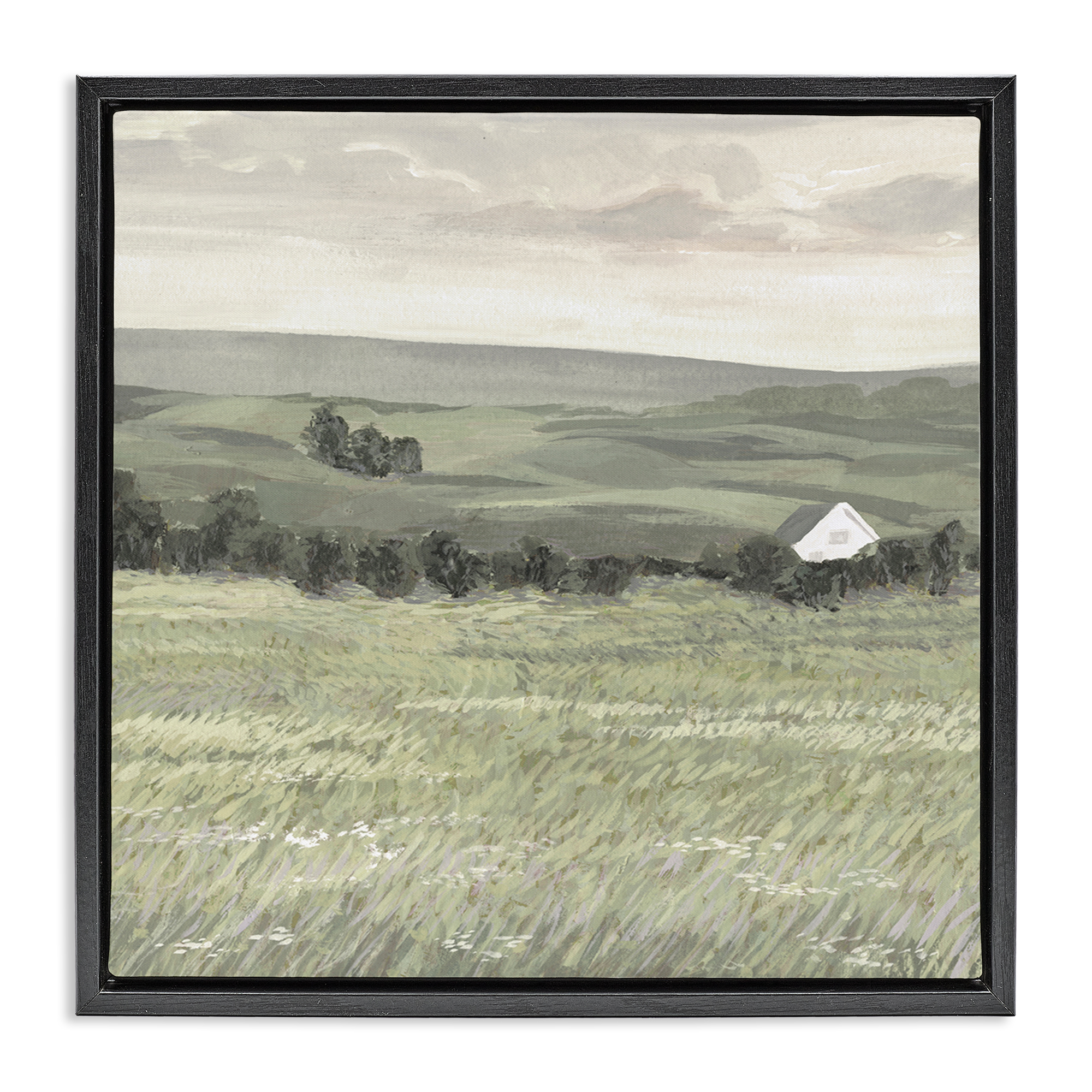 Stupell Industries Scenic Country Charm Landscape & Nature Painting Black Floater Framed Canvas Art Print Wall Art, 25 x 25
