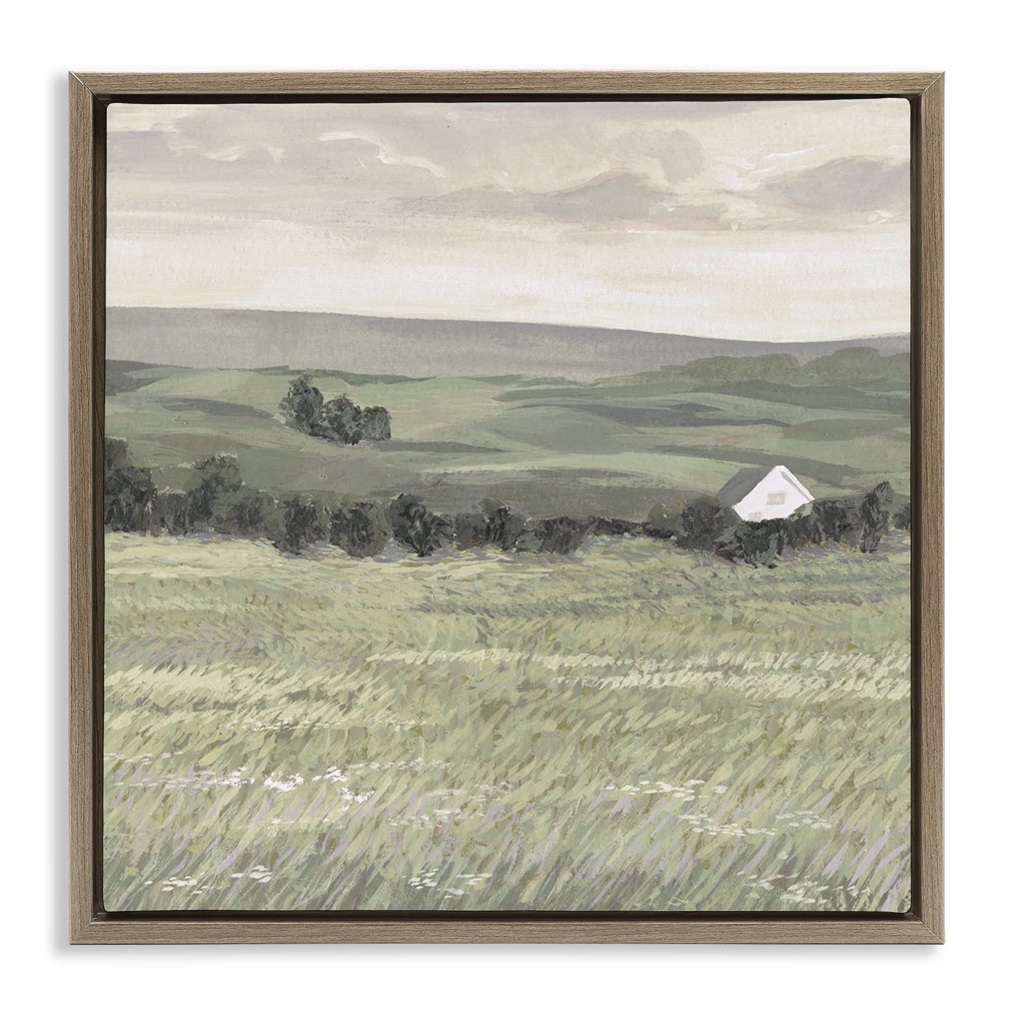 Stupell Industries Scenic Country Charm Landscape & Nature Painting Brown Floater Framed Canvas Art Print Wall Art, 18 x 18