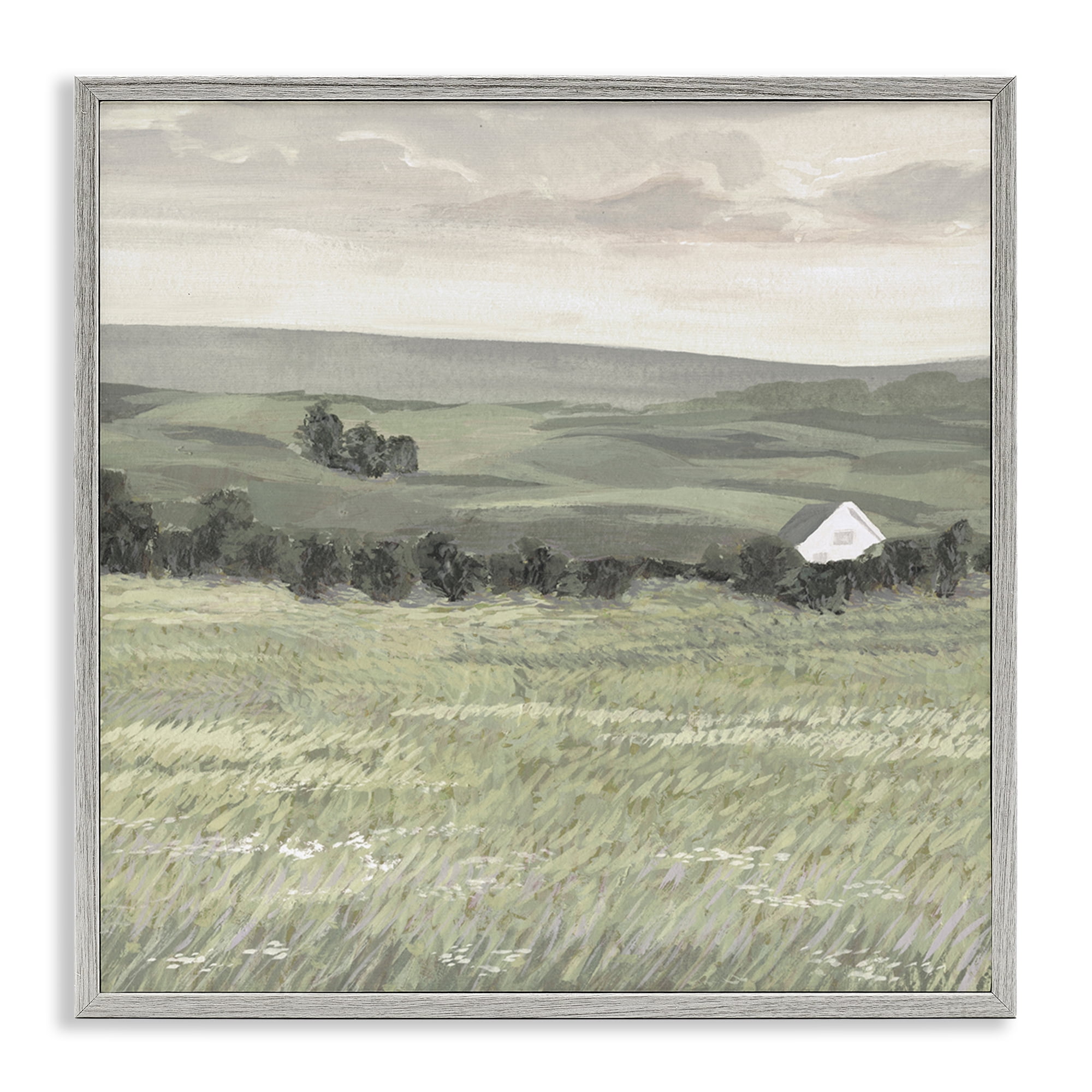 Stupell Industries Scenic Country Charm Landscape & Nature Painting Gray Framed Art Print Wall Art, 12 x 12
