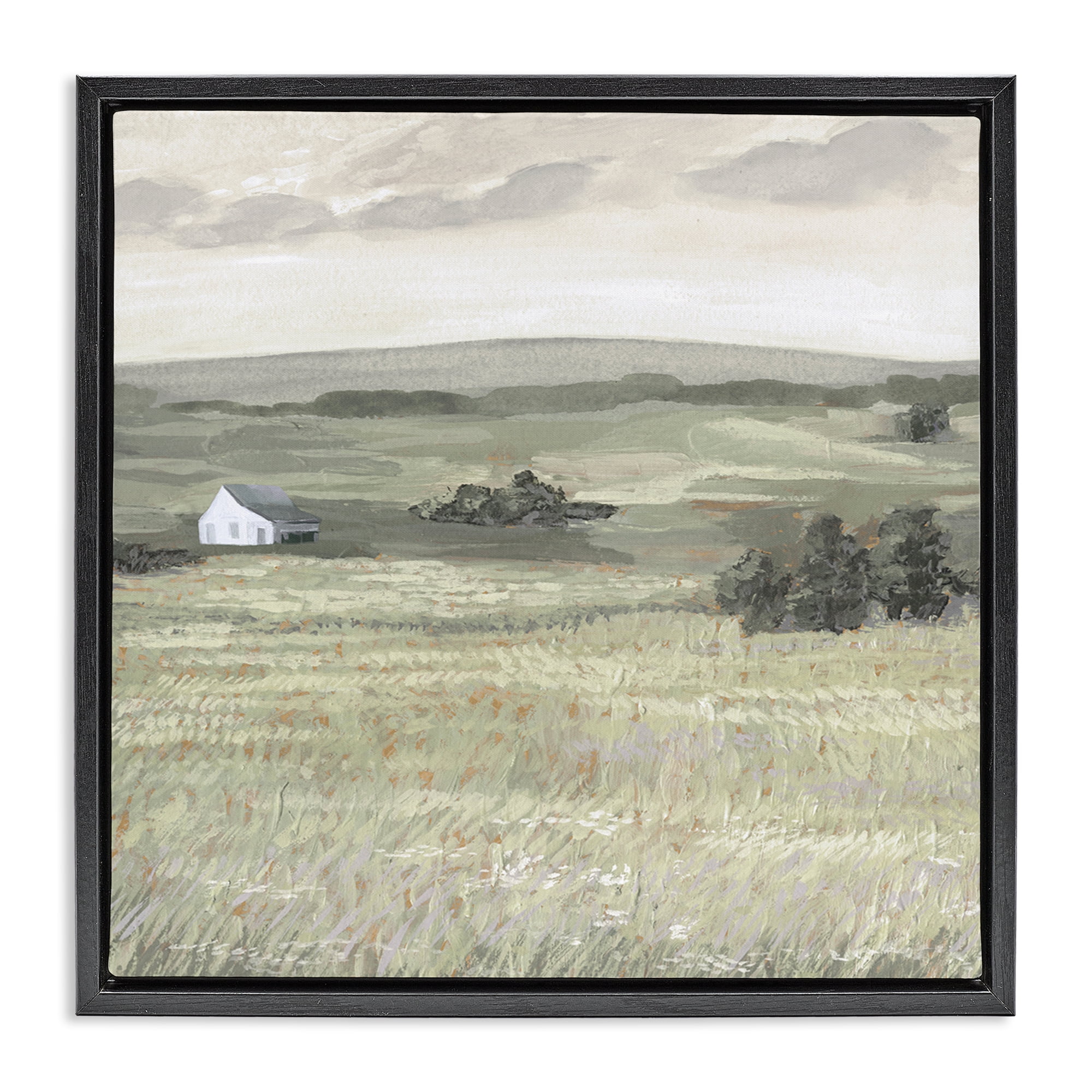 Stupell Industries Scenic Country Landscape Landscape & Nature Painting Black Floater Framed Canvas Art Print Wall Art, 18 x 18