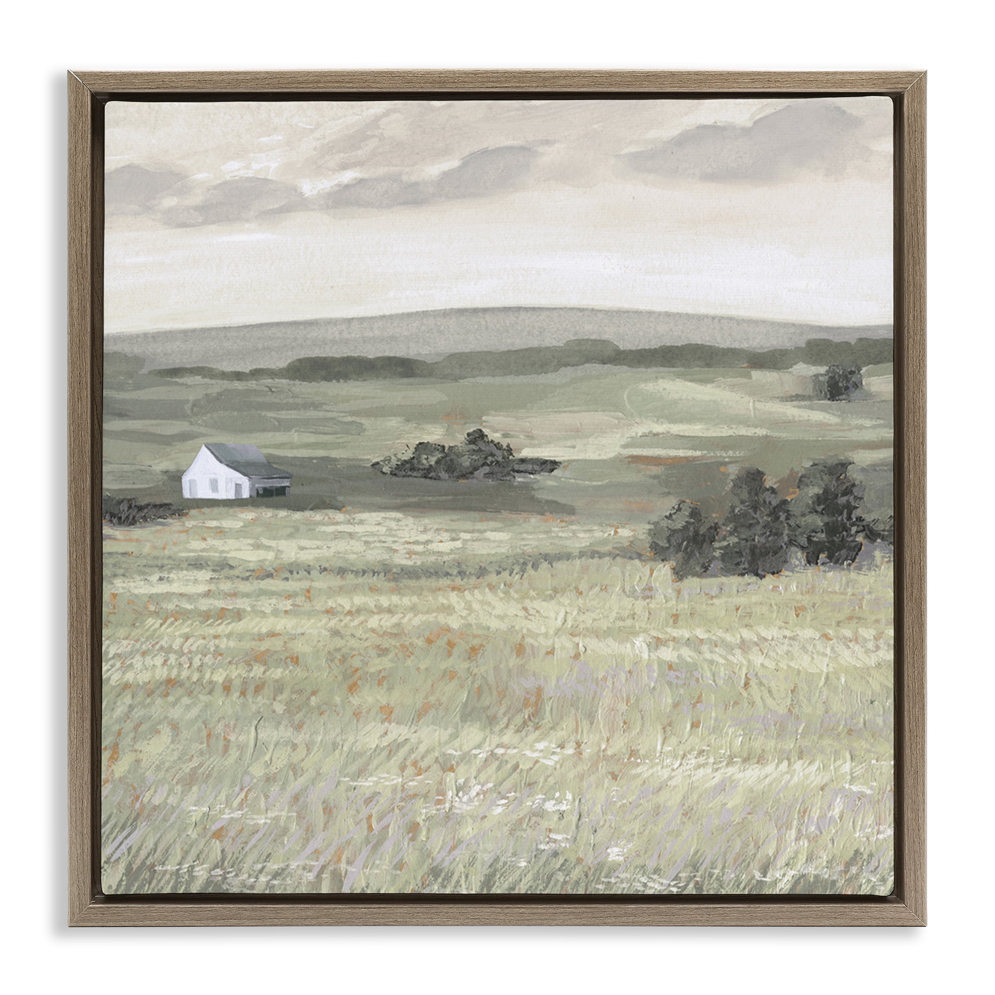 Stupell Industries Scenic Country Landscape Landscape & Nature Painting Brown Floater Framed Canvas Art Print Wall Art, 25 x 25