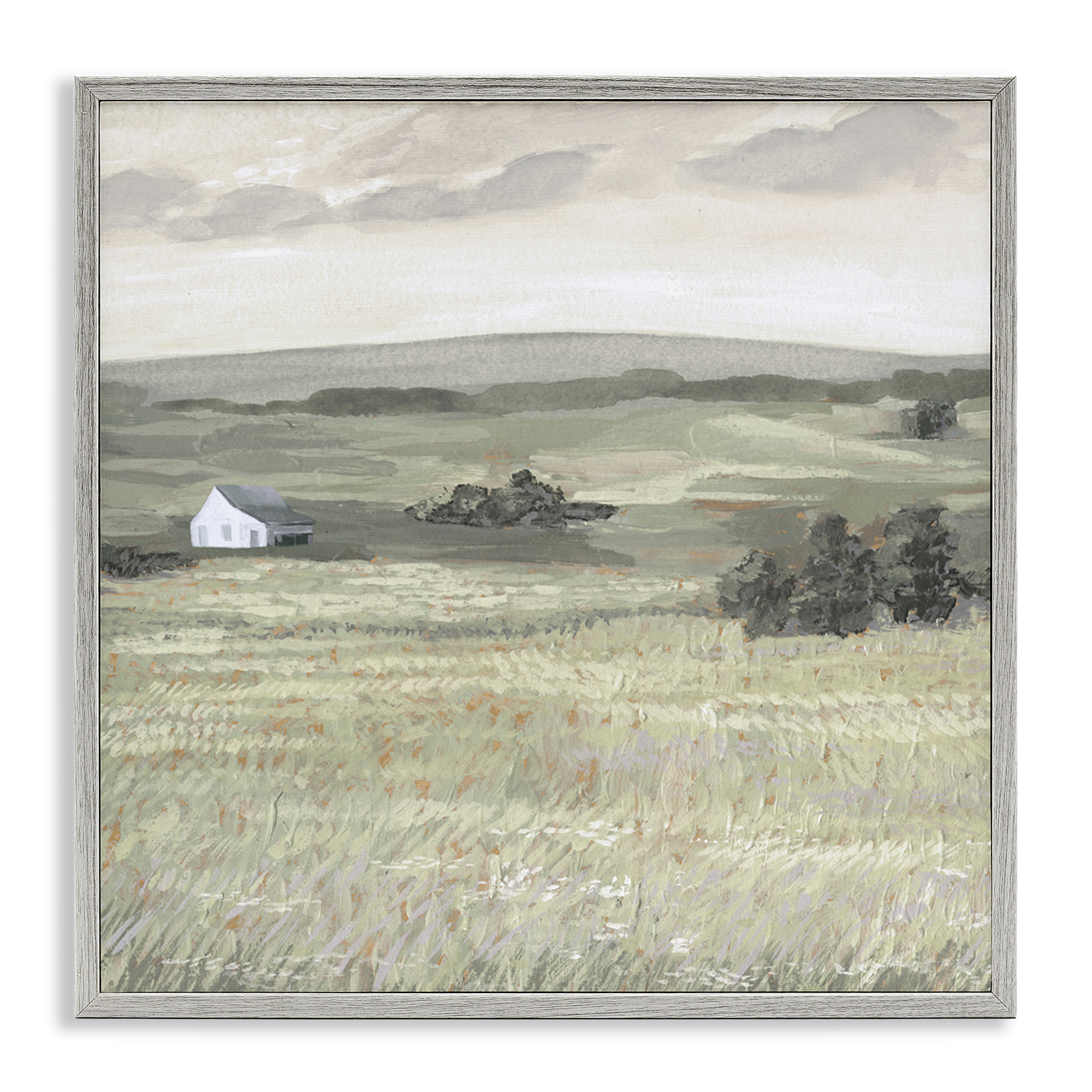 Stupell Industries Scenic Country Landscape Landscape & Nature Painting Gray Framed Art Print Wall Art, 12 x 12