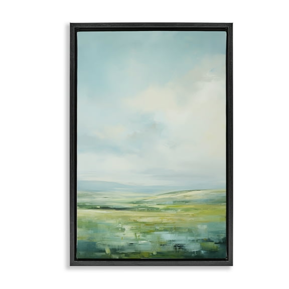 Stupell Industries Scenic Countryside Clouds Landscape & Nature Painting Black Floater Framed Canvas Art Print Wall Art, 17 x 25