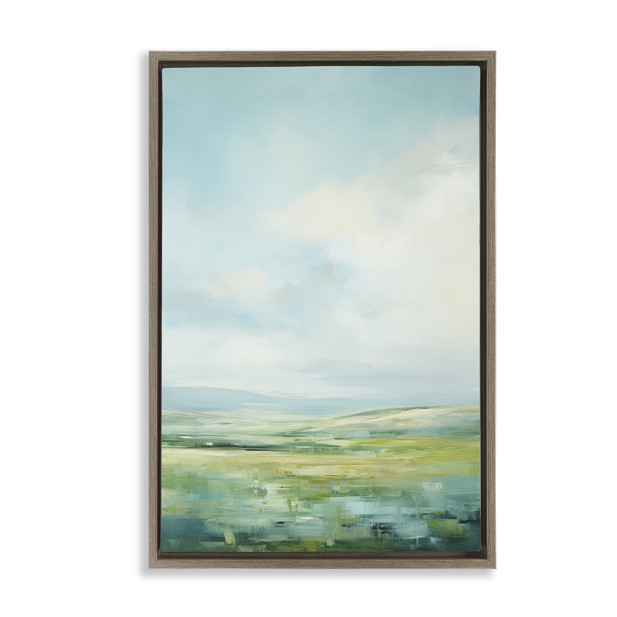 Stupell Industries Scenic Countryside Clouds Landscape & Nature Painting Brown Floater Framed Canvas Art Print Wall Art, 21 x 31