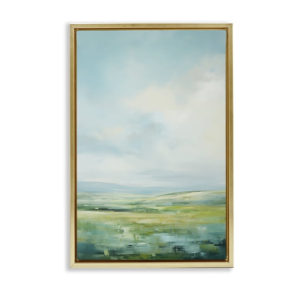 Stupell Industries Scenic Countryside Clouds Landscape & Nature Painting Gold Floater Framed Canvas Art Print Wall Art, 17 x 25