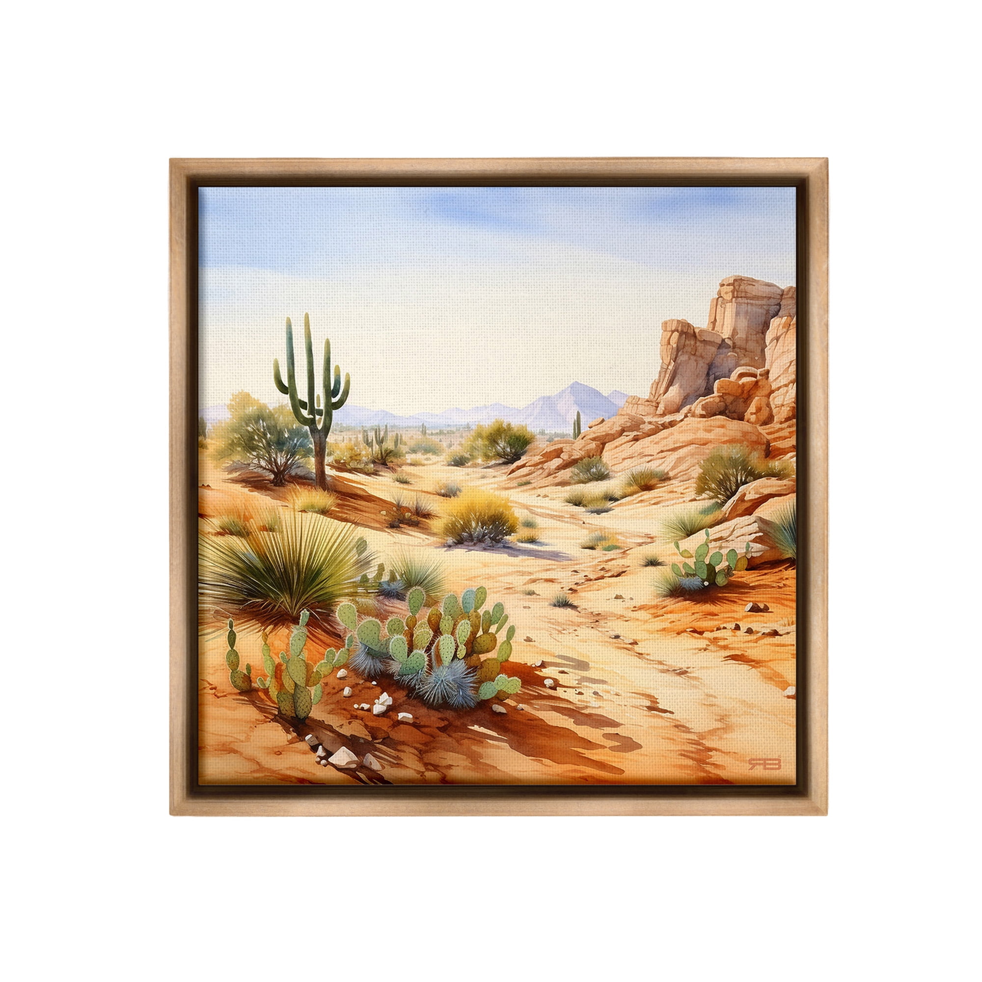 Stupell Industries Scenic Desert Plateau Landscape Painting Brown Floater Framed Canvas Art Print Wall Art, 25 x 25