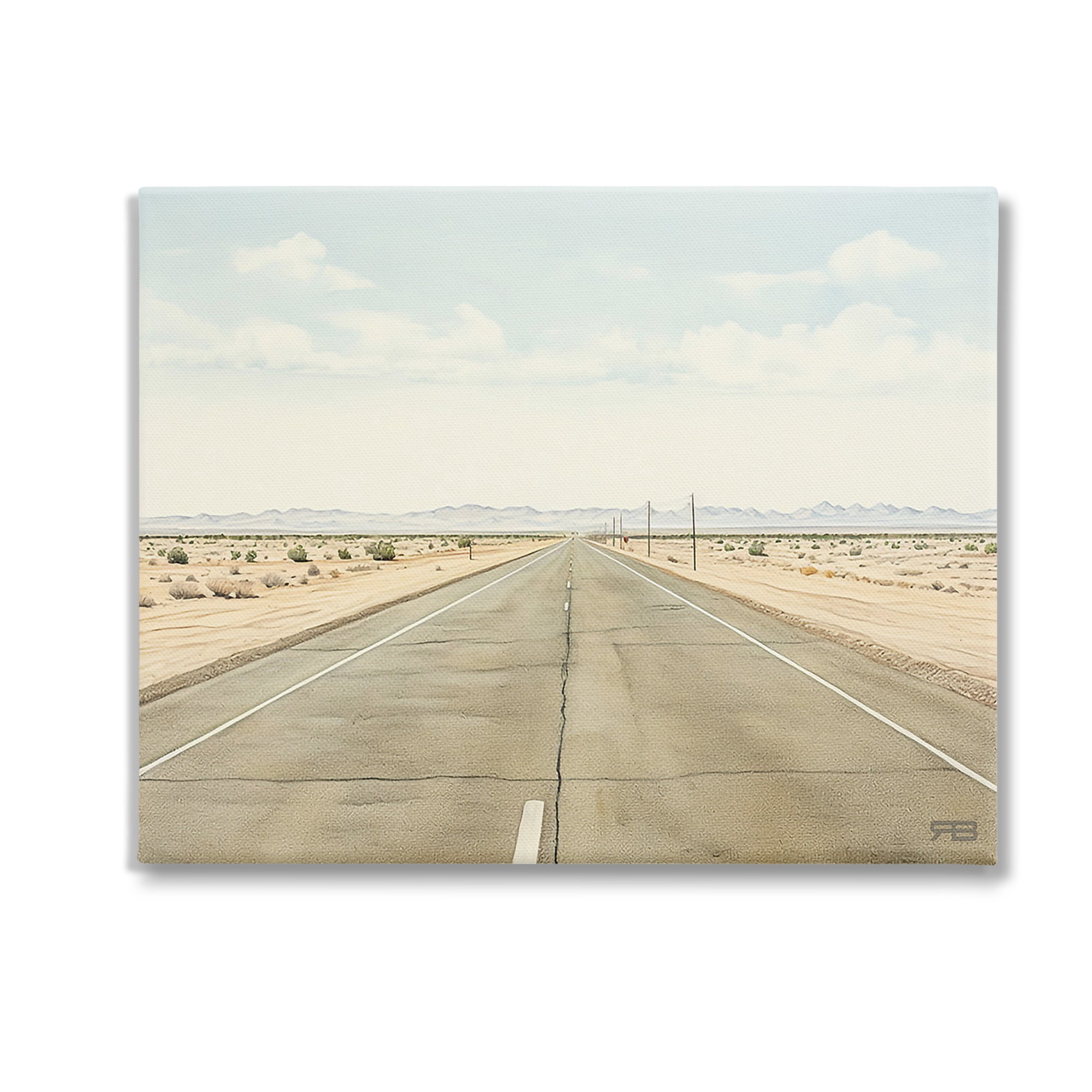 Stupell Industries Scenic Desert Road Landscape Painting Gallery Wrapped Canvas Art Print Wall Art, 30 x 24