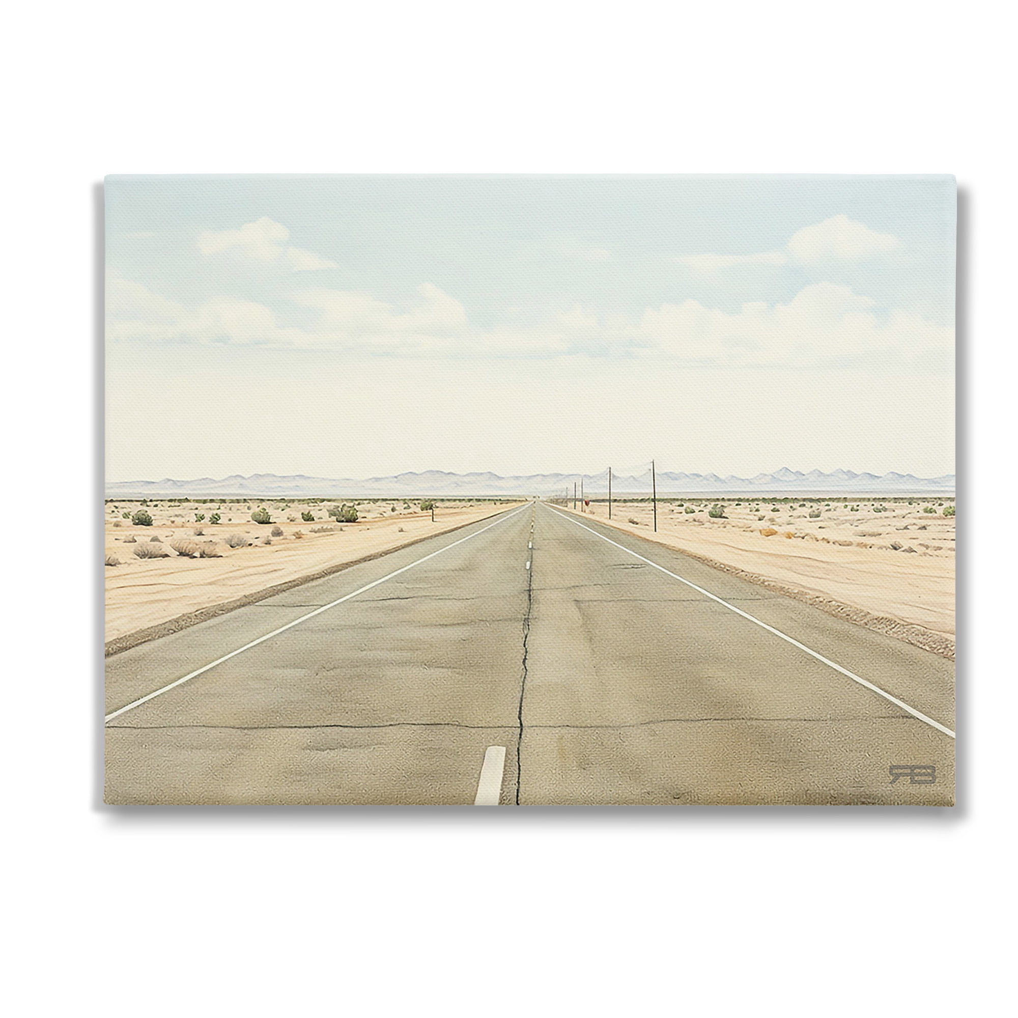 Stupell Industries Scenic Desert Road Landscape Painting Gallery Wrapped Canvas Art Print Wall Art, 40 x 30