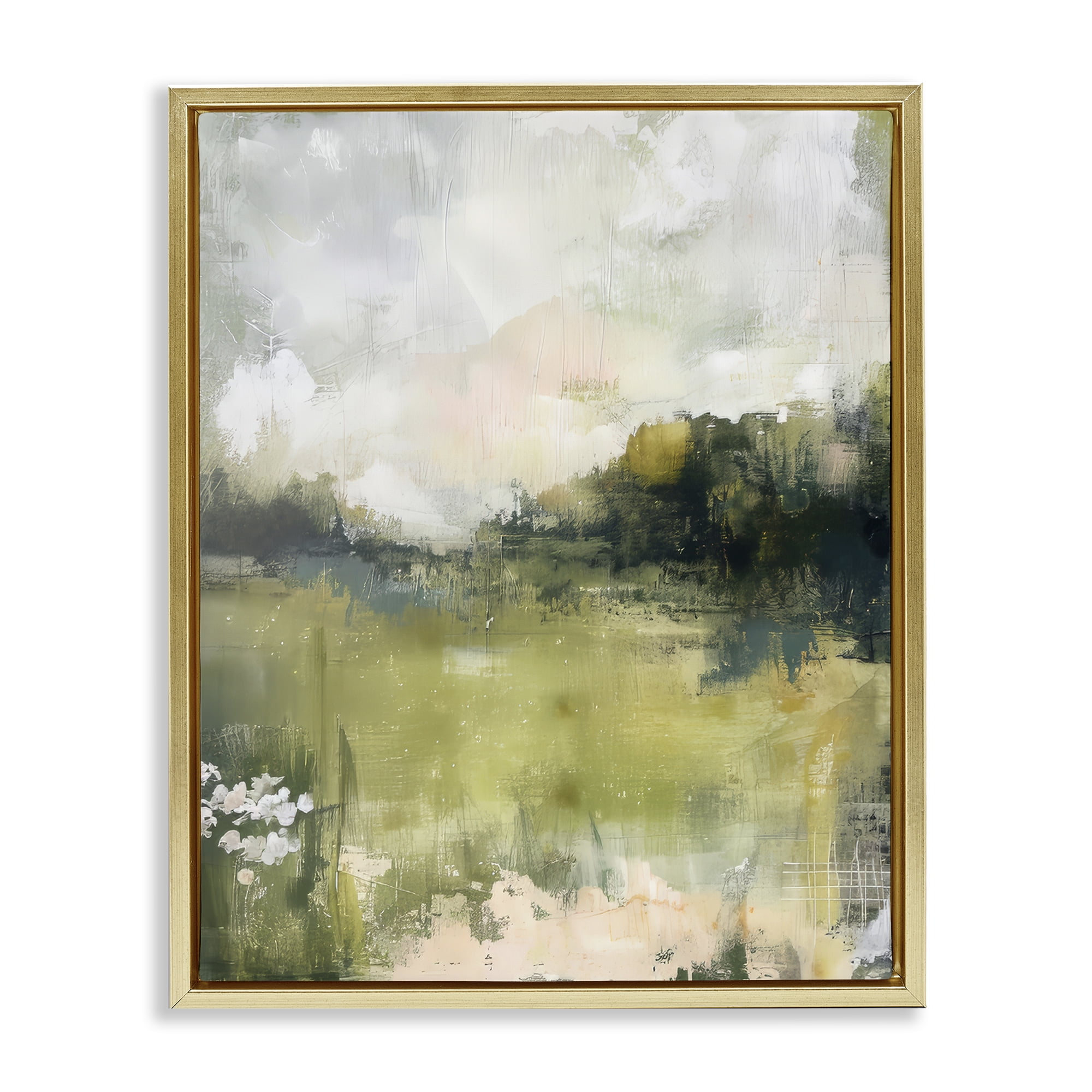 Stupell Industries Scenic Faded Atmosphere Landscape & Nature Painting Gold Floater Framed Canvas Art Print Wall Art, 25 x 31