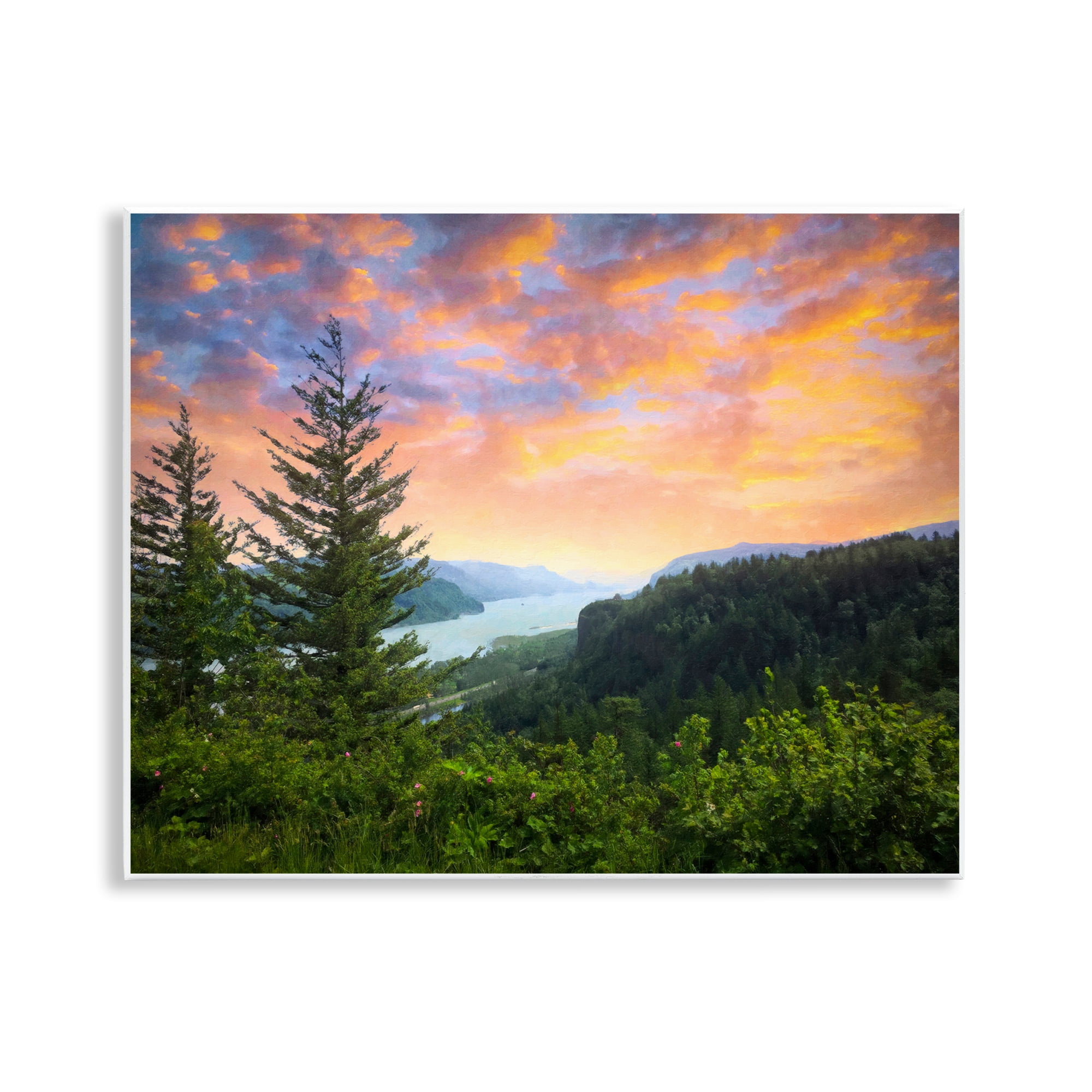Stupell Industries Scenic Overlook at Sunset Landscape & Nature Painting Unframed Art Print Wall Art, 14 x 11