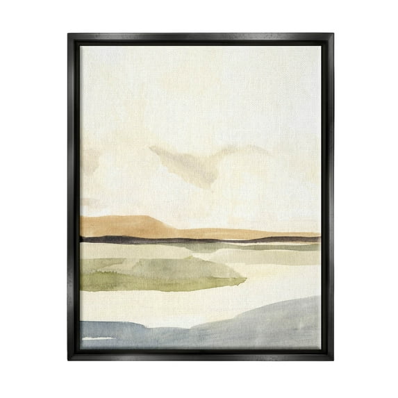 Stupell Industries Scenic River Landscape Sky Painting Jet Black Floating Framed Canvas Print Wall Art, Design by Annie Warren