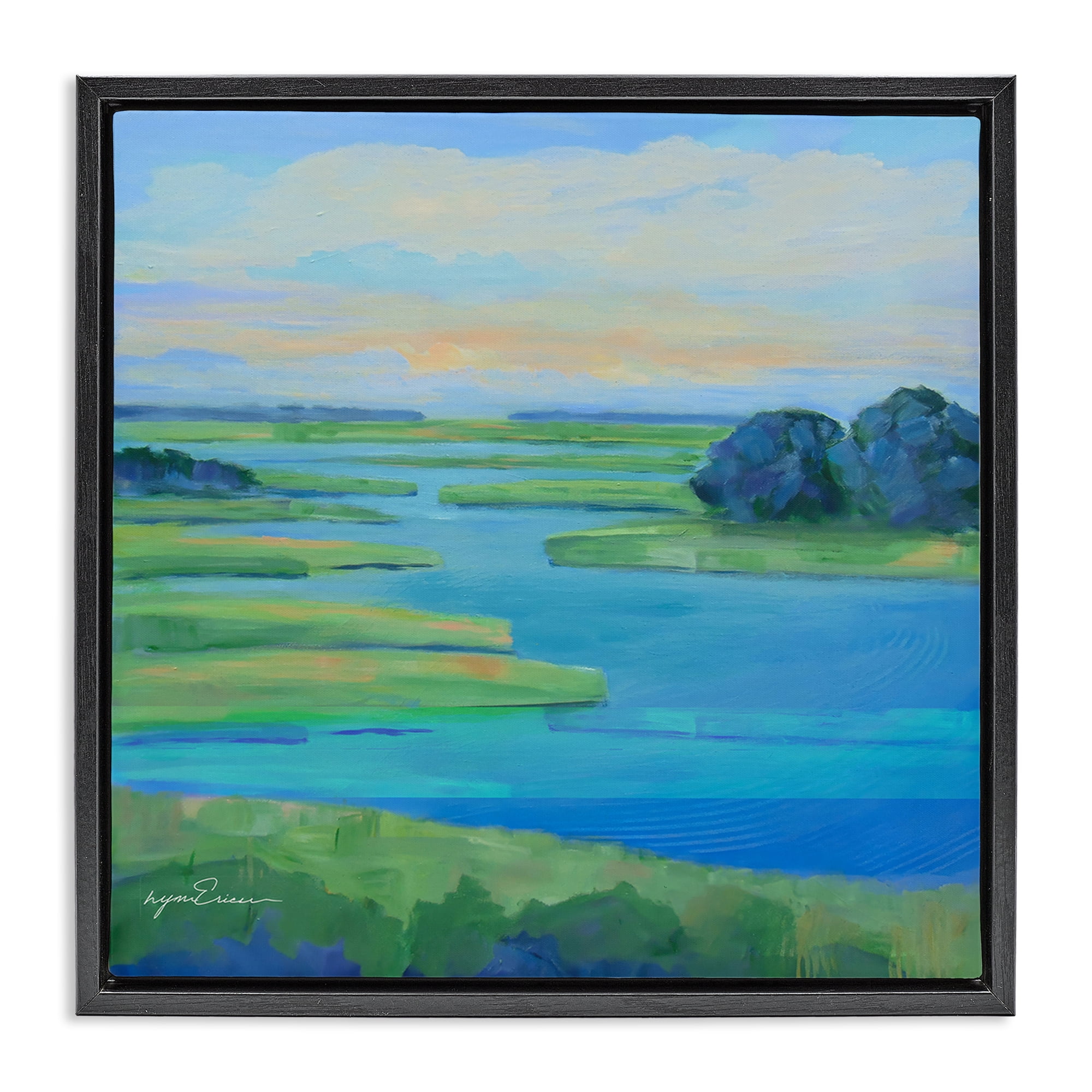 Stupell Industries Scenic Scarborough Marshes Black Framed Floater Canvas Wall Art, design by Lynn Ericson Fine Art