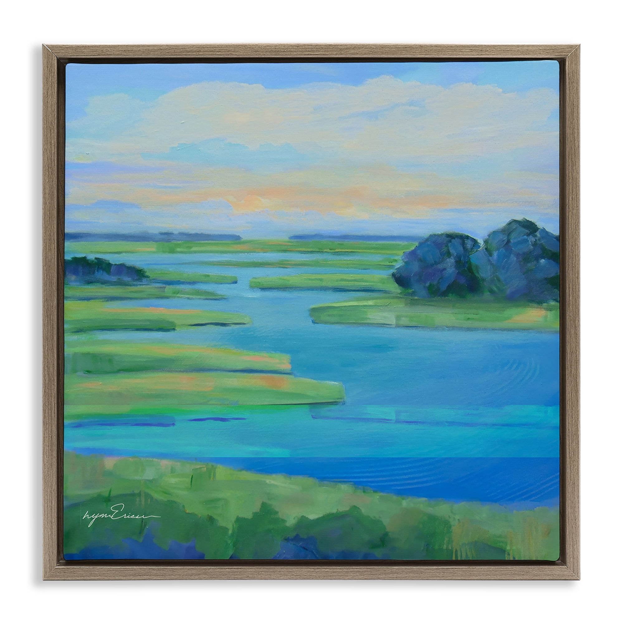 Stupell Industries Scenic Scarborough Marshes Brown Framed Floater Canvas Wall Art, design by Lynn Ericson Fine Art